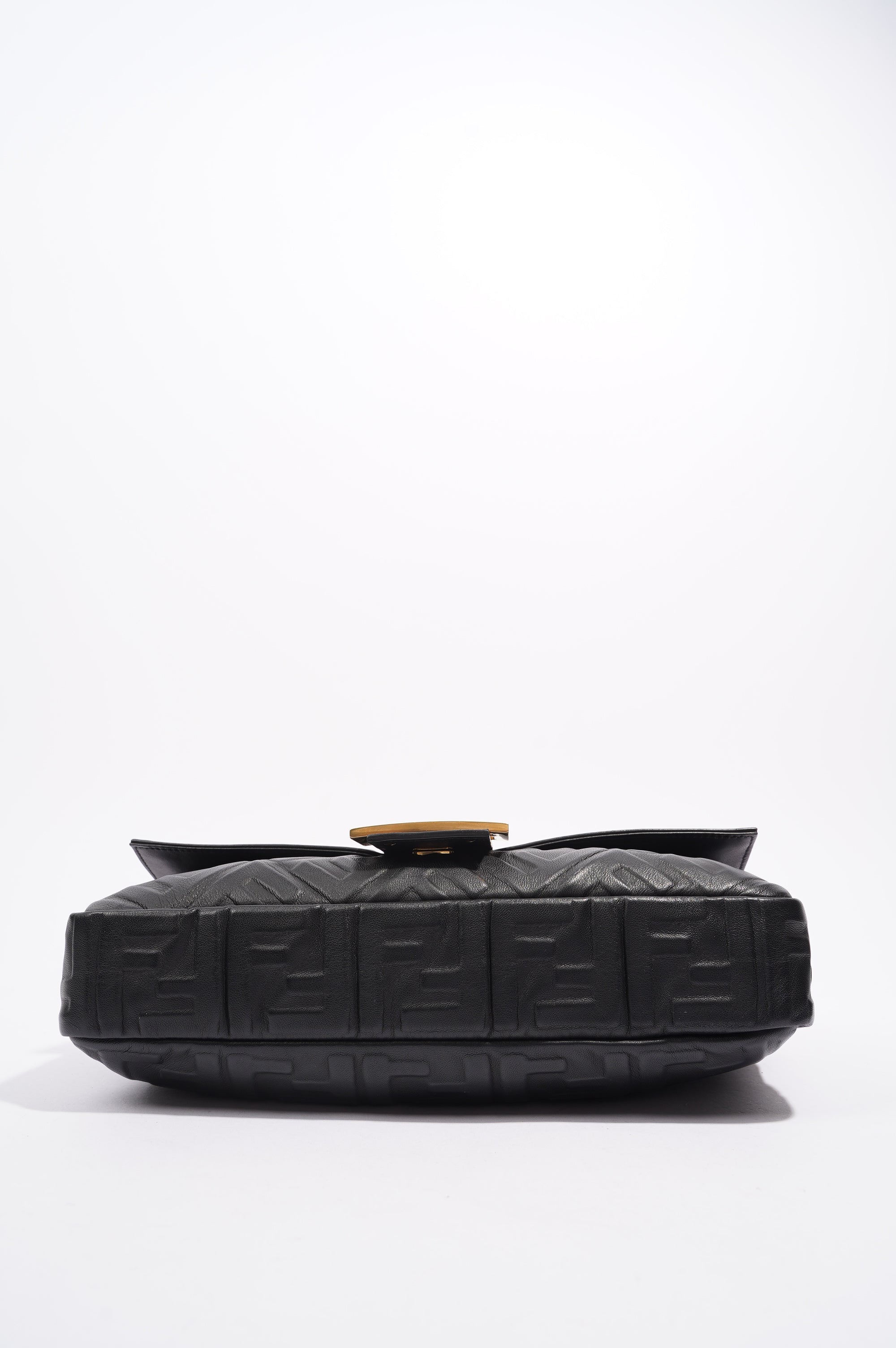 Fendi Womens Embossed F Baguette Black