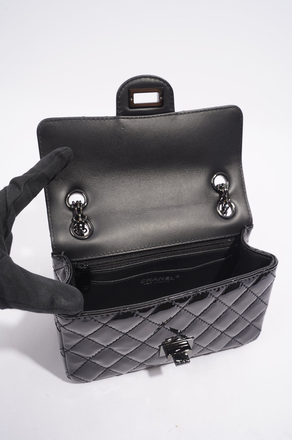 Chanel Womens Reissue 2.55 So Black Patent