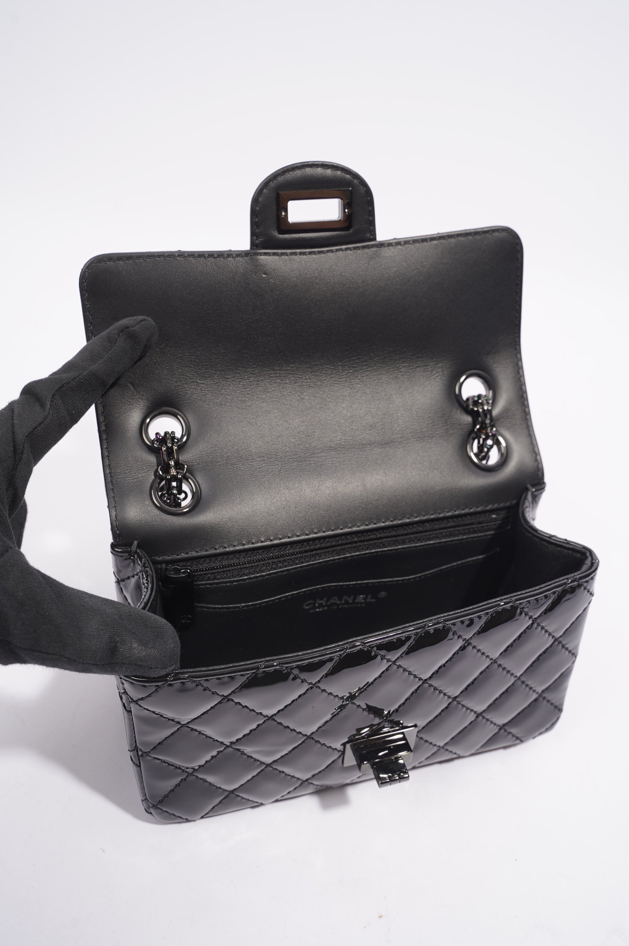 Chanel Womens Reissue 2.55 So Black Patent