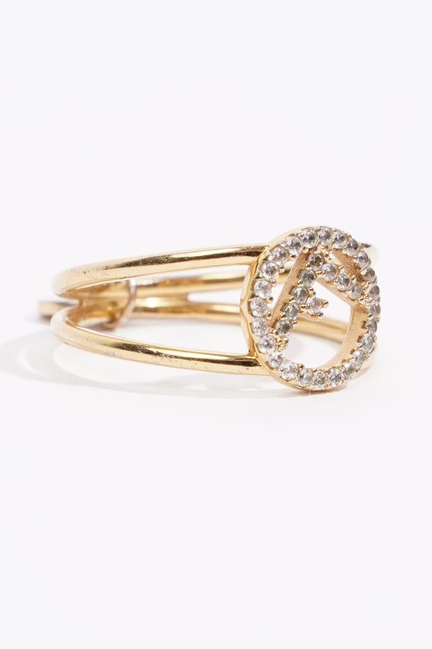 Fendi Womens F Signature Ring Brass 59