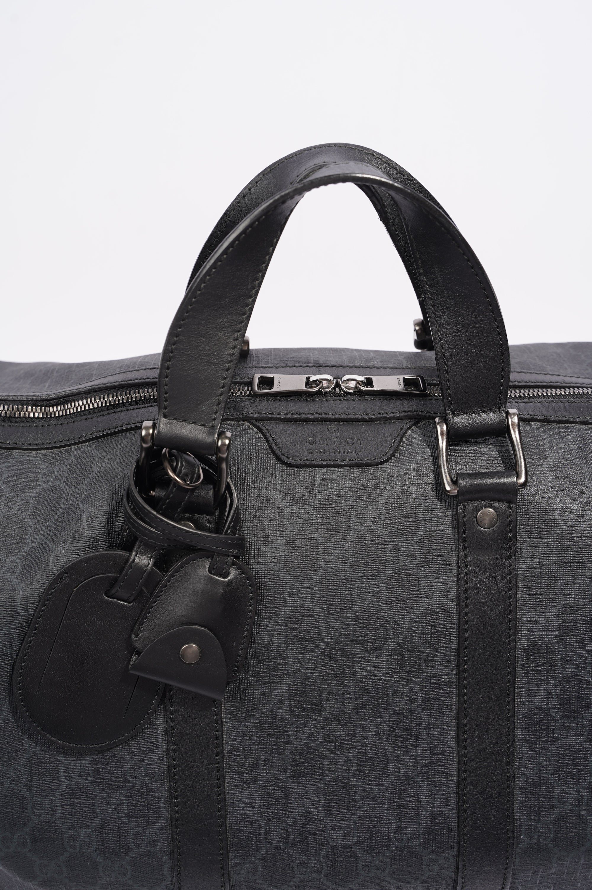 Gucci Mens GG Duffle Bag Grey Canvas