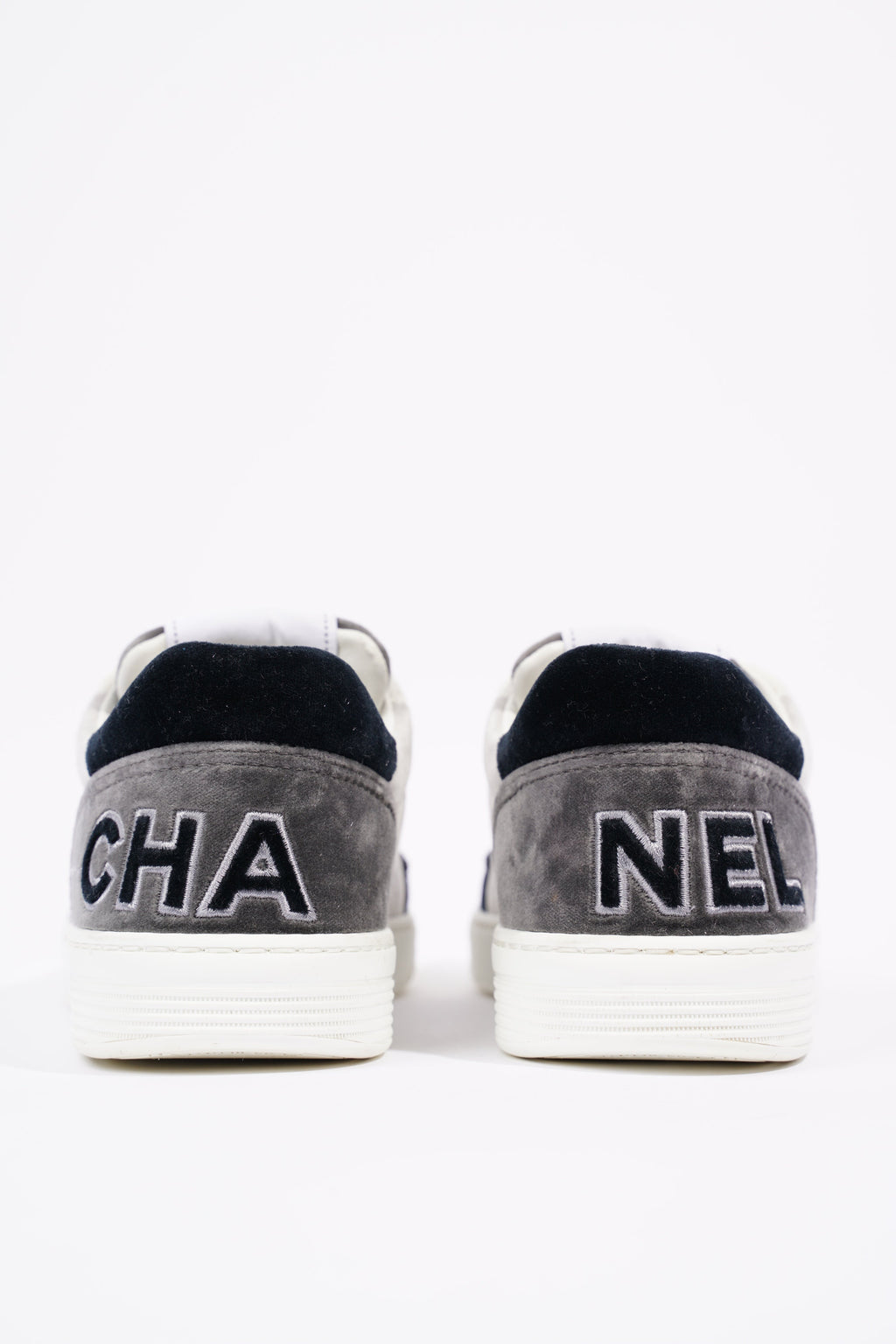 Chanel Womens Low Top Sneakers Grey / Navy / Cream EU 40.5 / UK 7.5