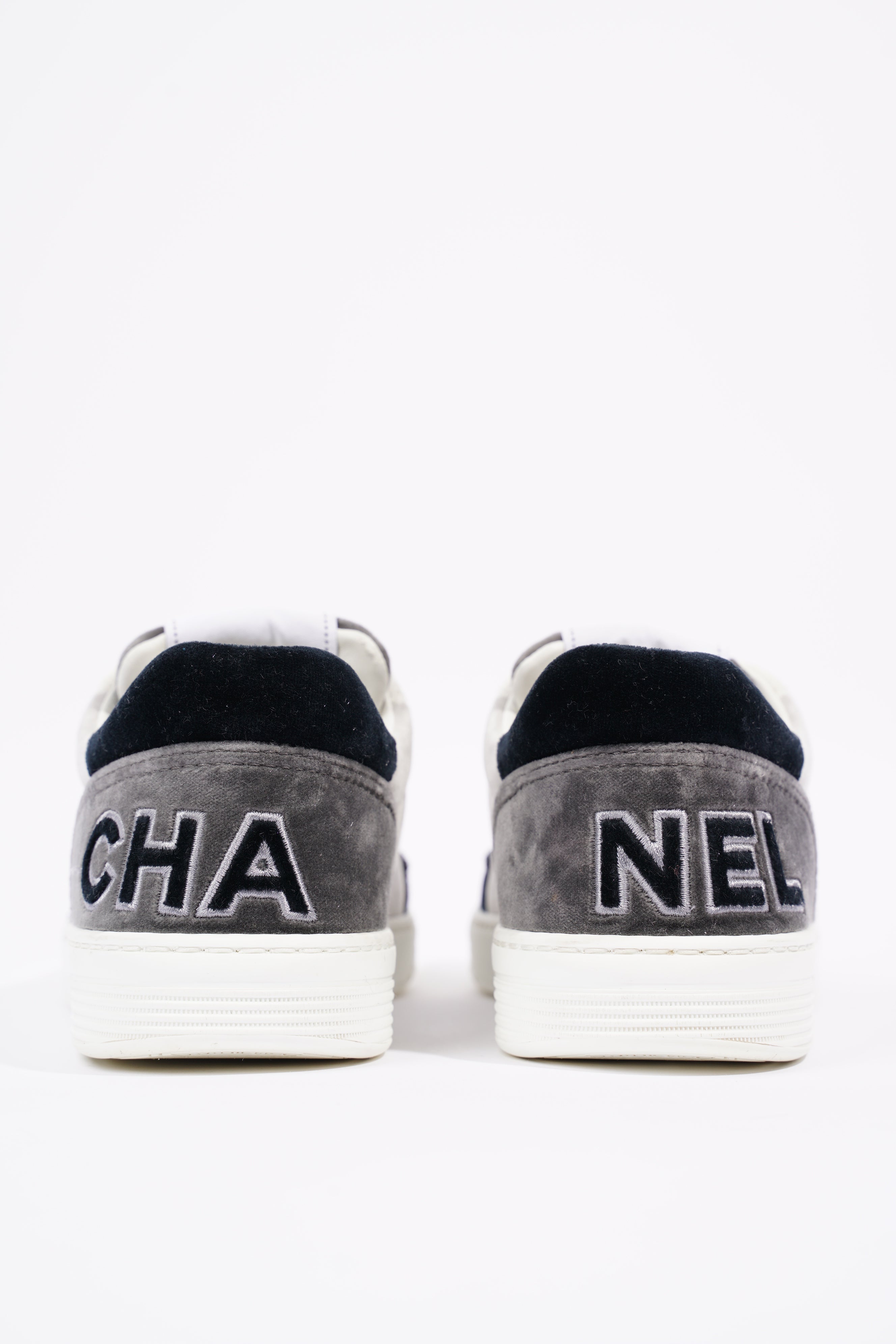 Chanel Womens Low Top Sneakers Grey / Navy / Cream EU 40.5 / UK 7.5