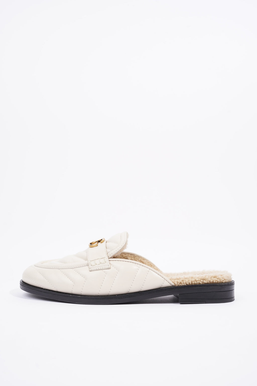 Gucci Womens Shearing Lined Princetown Mules Off White EU 39 / UK 6
