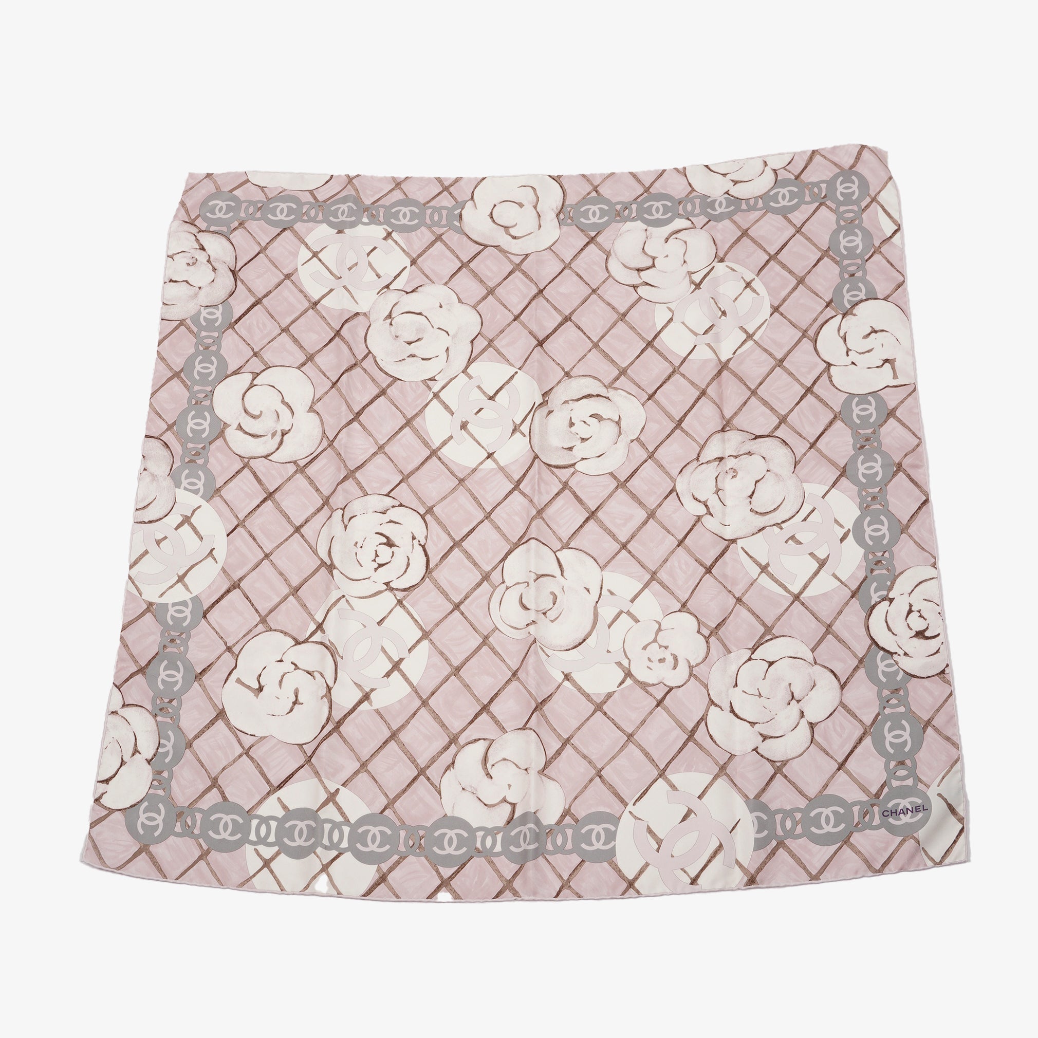 Chanel Silk Scarf White / Rose