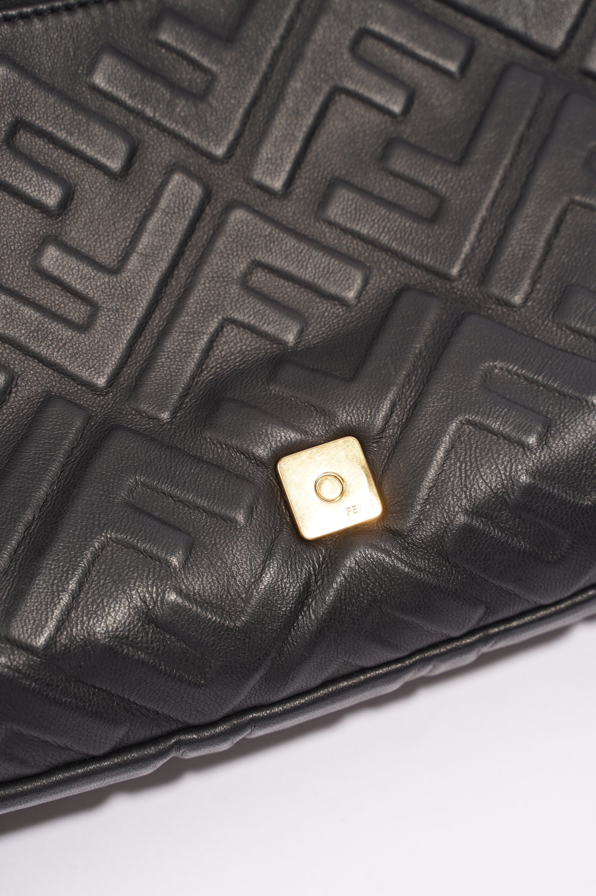 Fendi Womens Embossed F Baguette Black