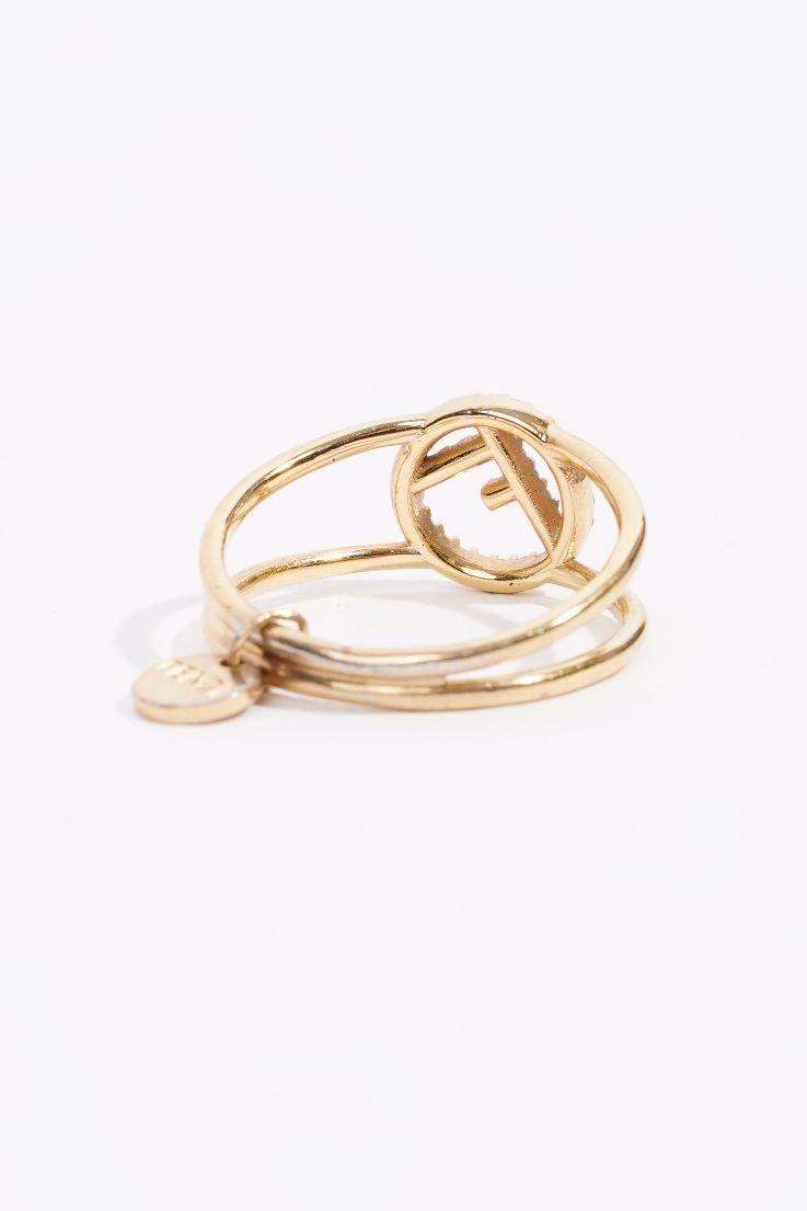 Fendi Womens F Signature Ring Brass 59