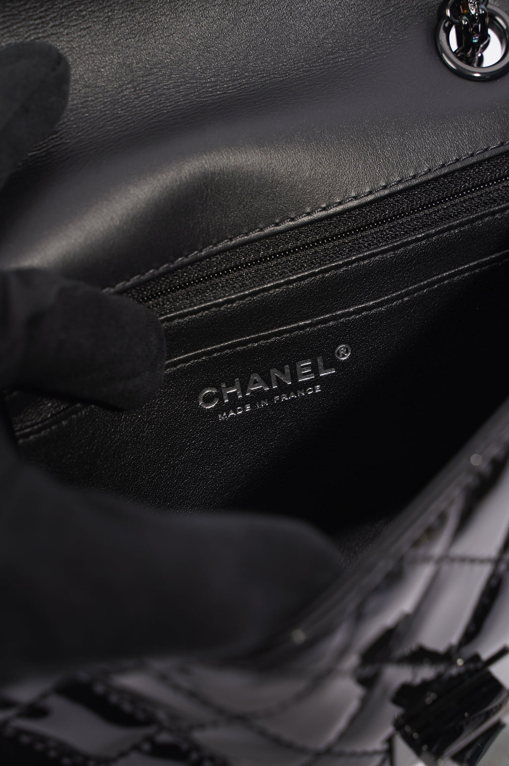 Chanel Womens Reissue 2.55 So Black Patent