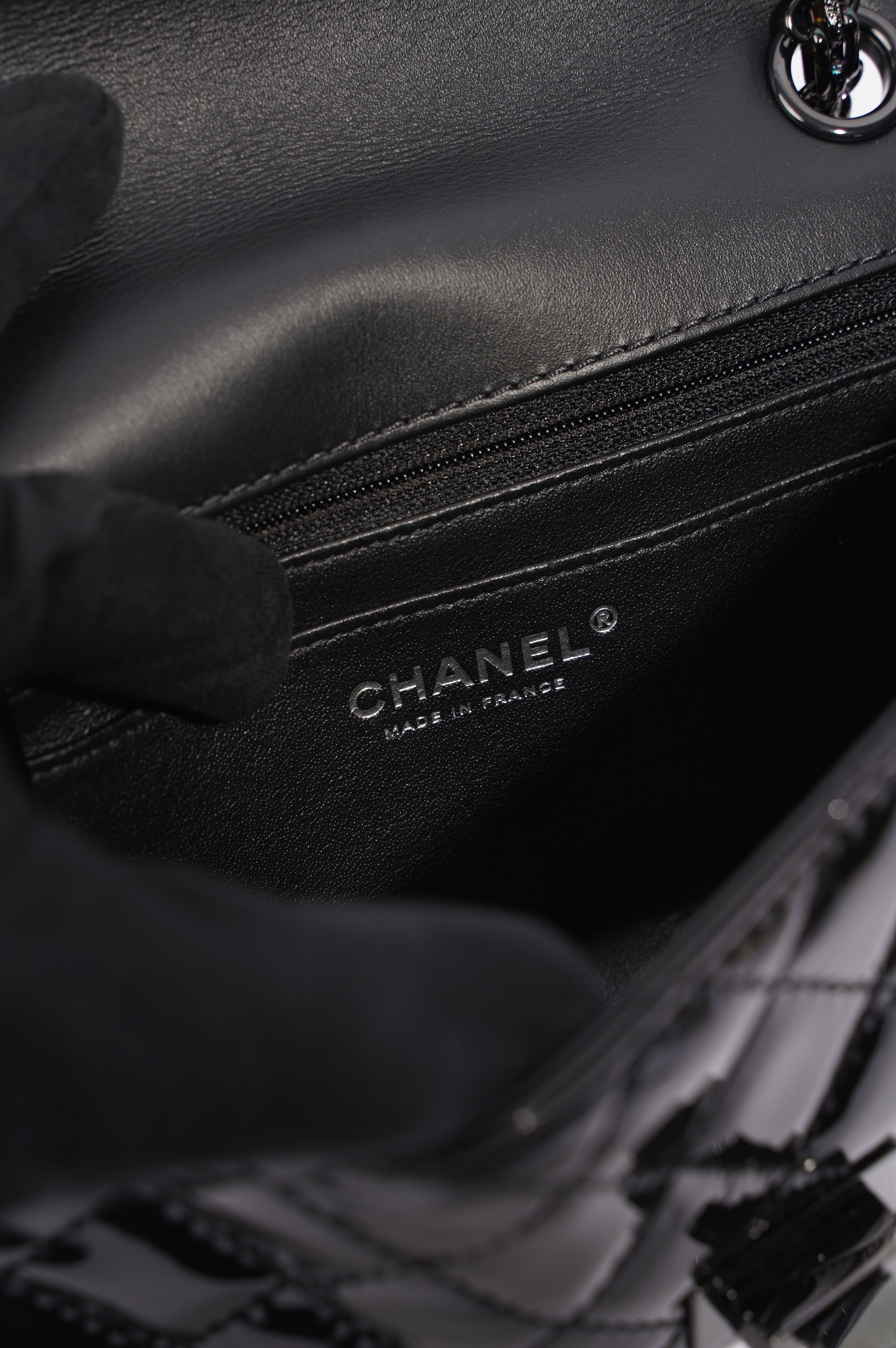 Chanel Womens Reissue 2.55 So Black Patent