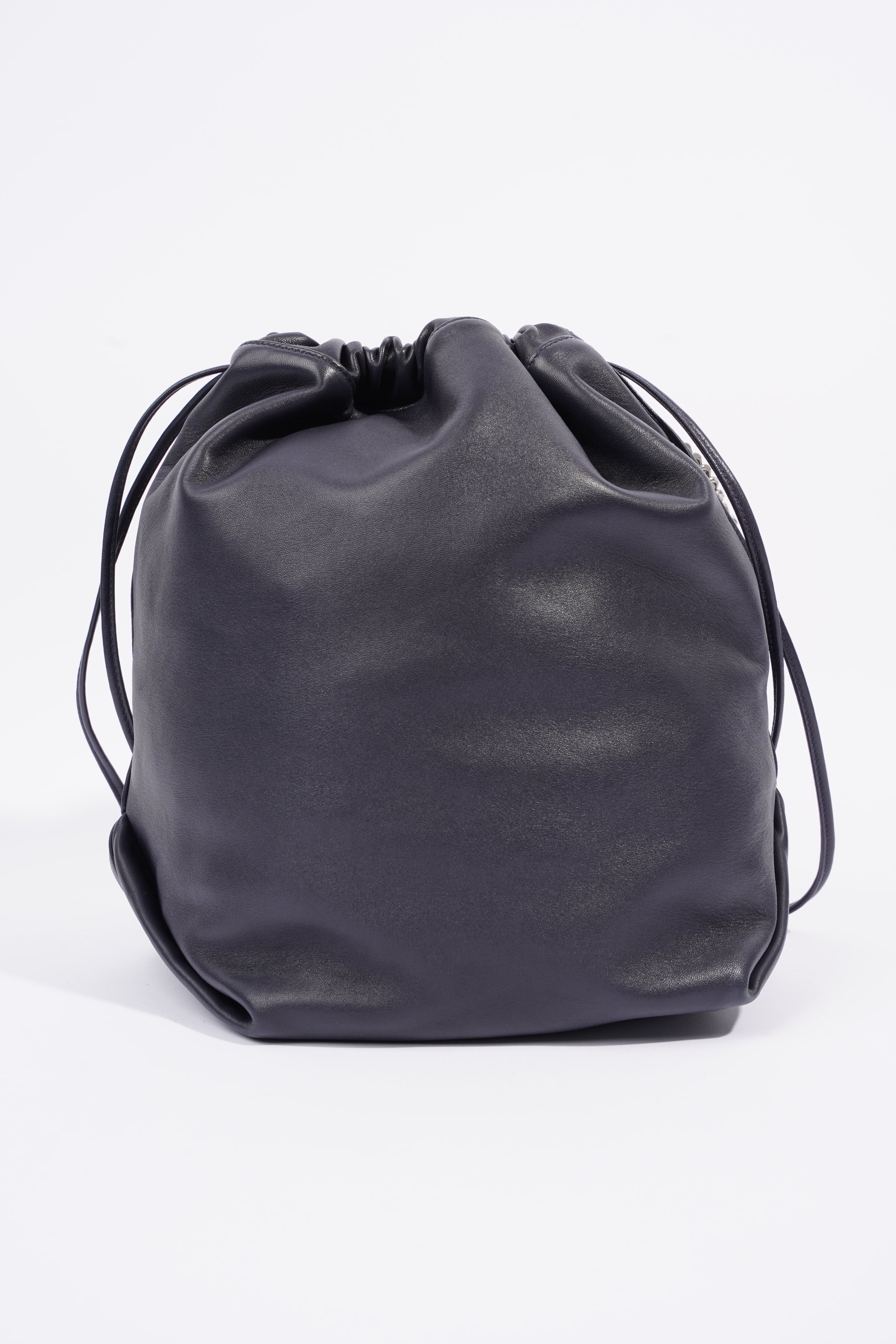 Saint Laurent Womens Teddy Bucket Bag Navy Leather
