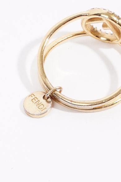 Fendi Womens F Signature Ring Brass 59