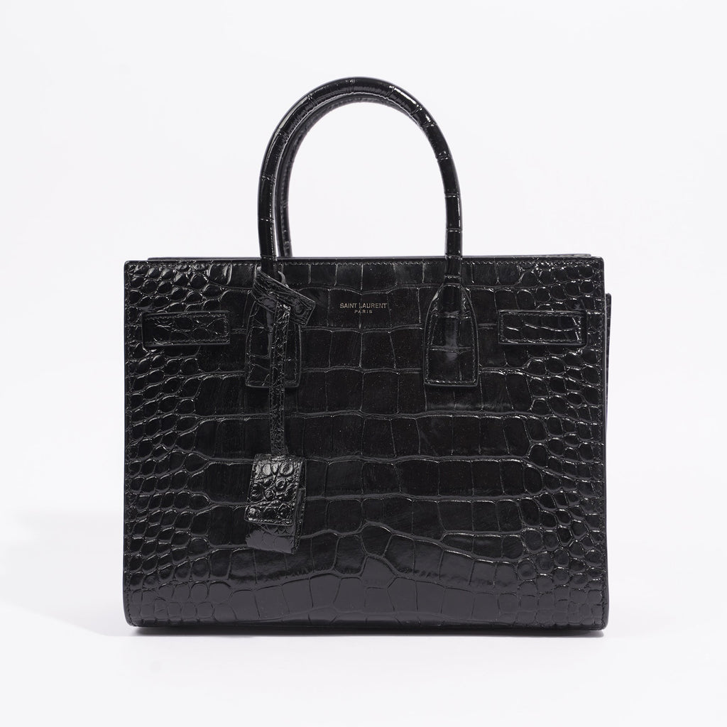 Saint Laurent Womens Sac De Jour Black Croc Baby