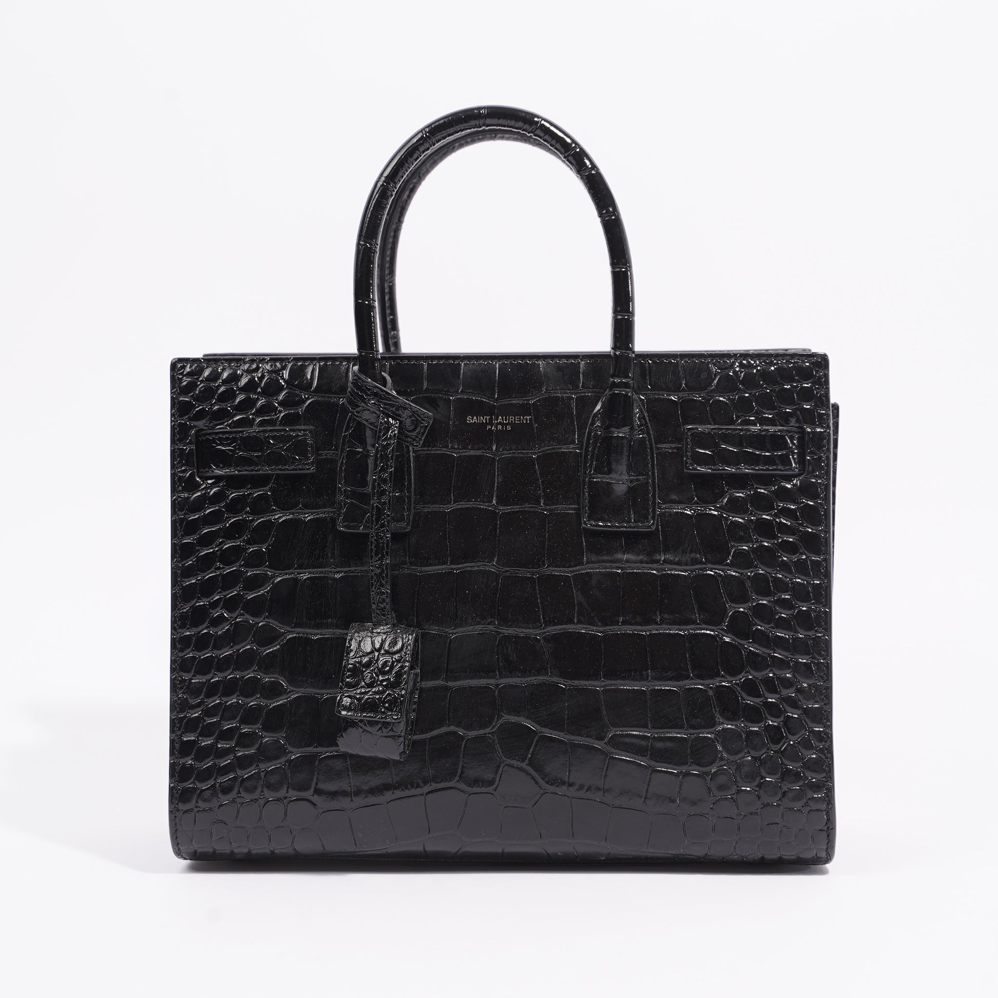 Saint Laurent Womens Sac De Jour Black Croc Baby