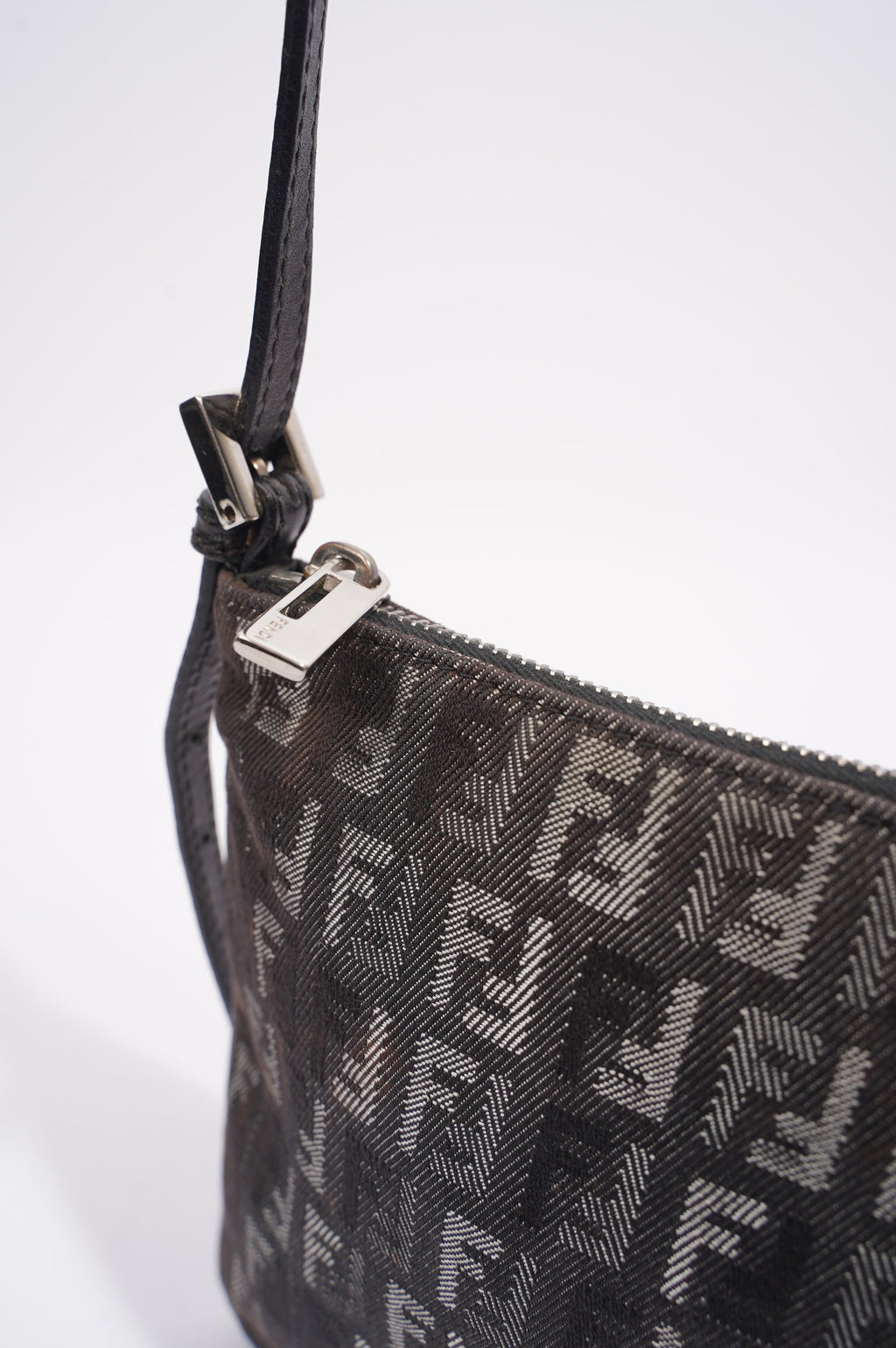 Fendi Womens Zucchino Bag Black Canvas