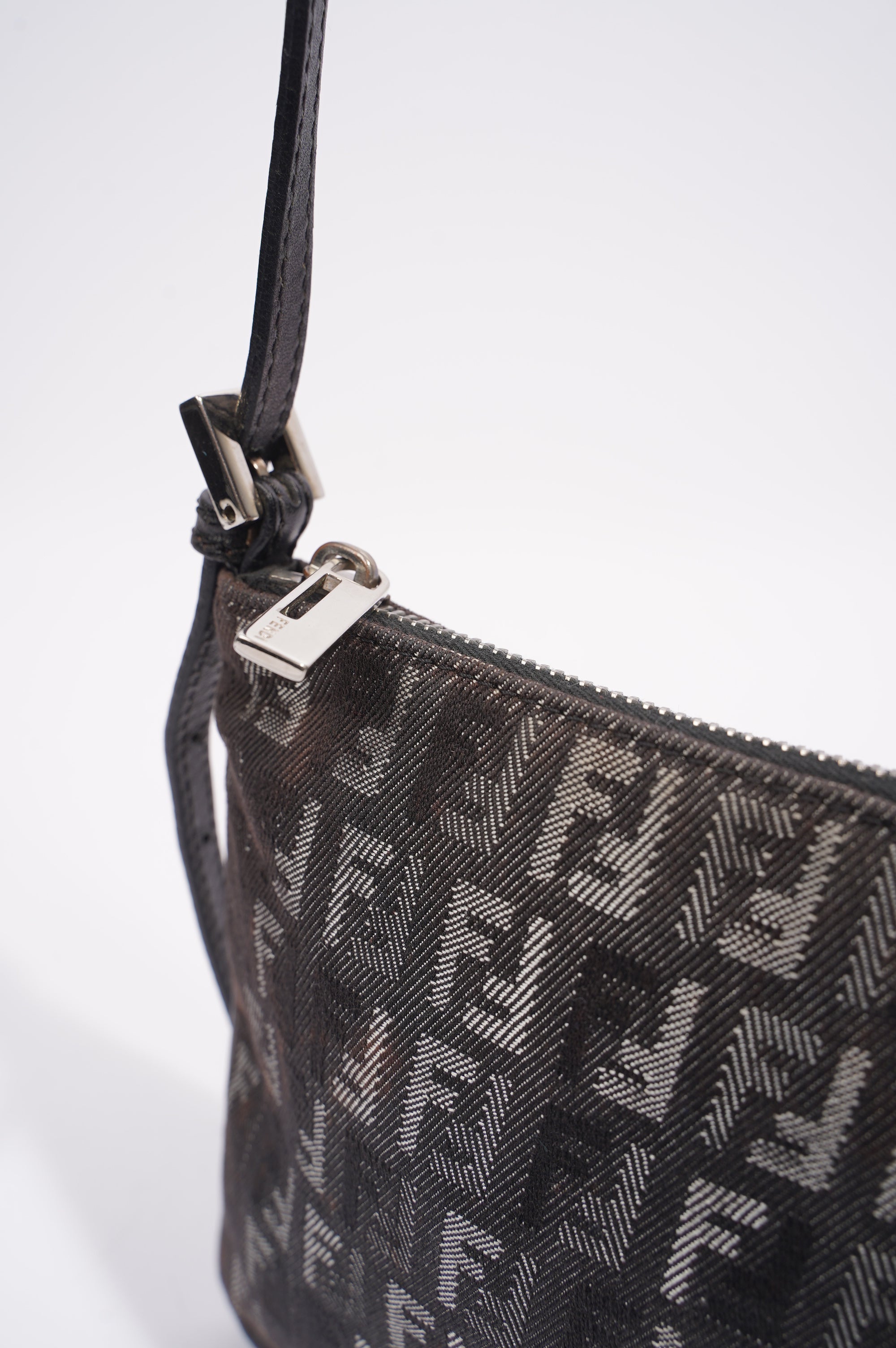 Fendi Womens Zucchino Bag Black Canvas