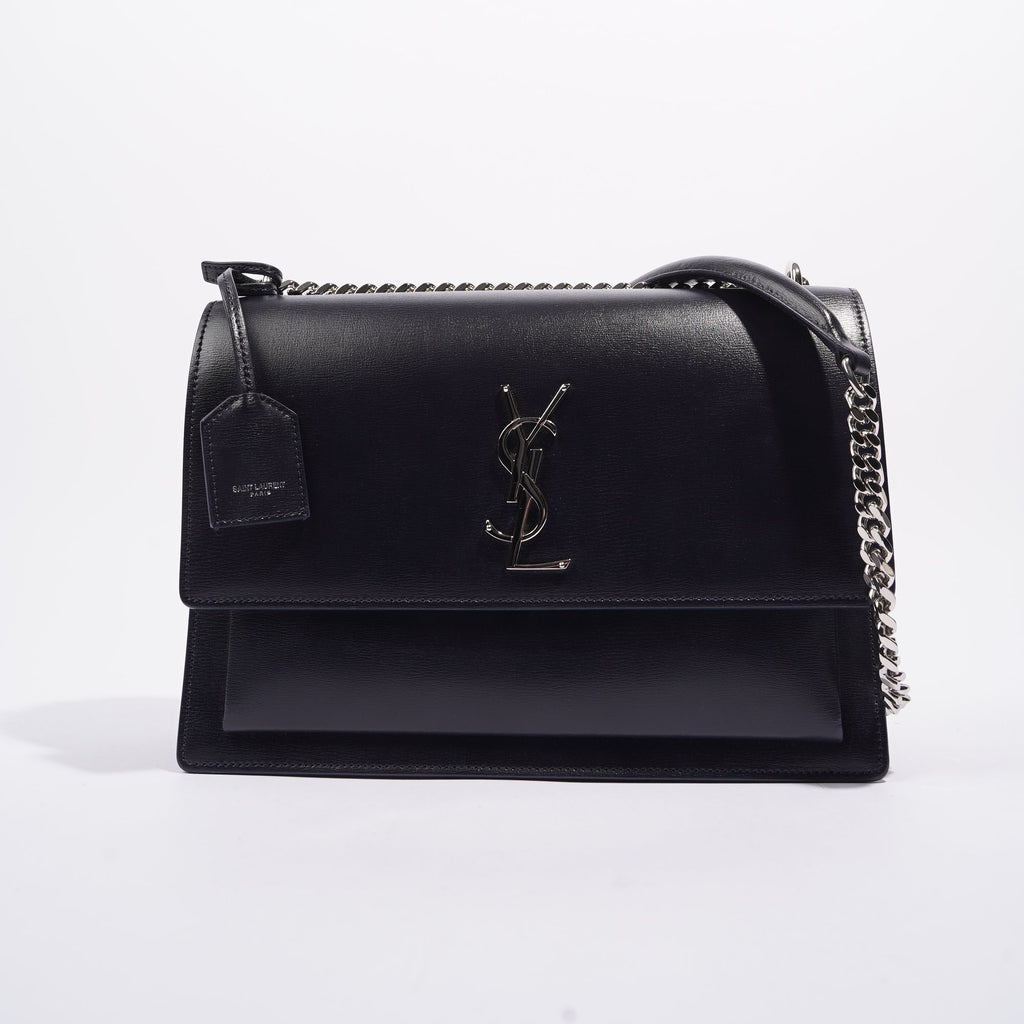 Saint Laurent Womens Sunset Chain Bag Navy / Silver Large