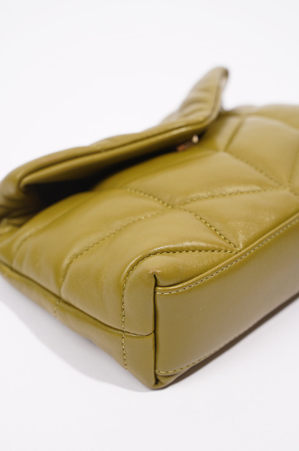 Saint Laurent Womens Puffer Pouch Olive