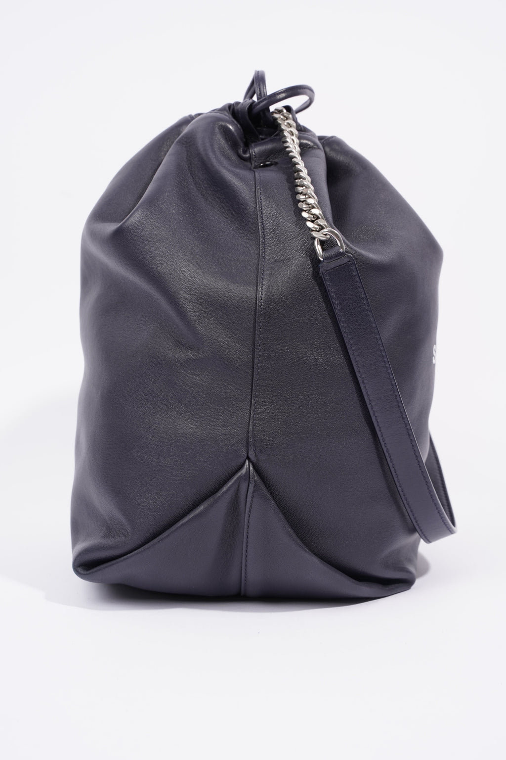Saint Laurent Womens Teddy Bucket Bag Navy Leather