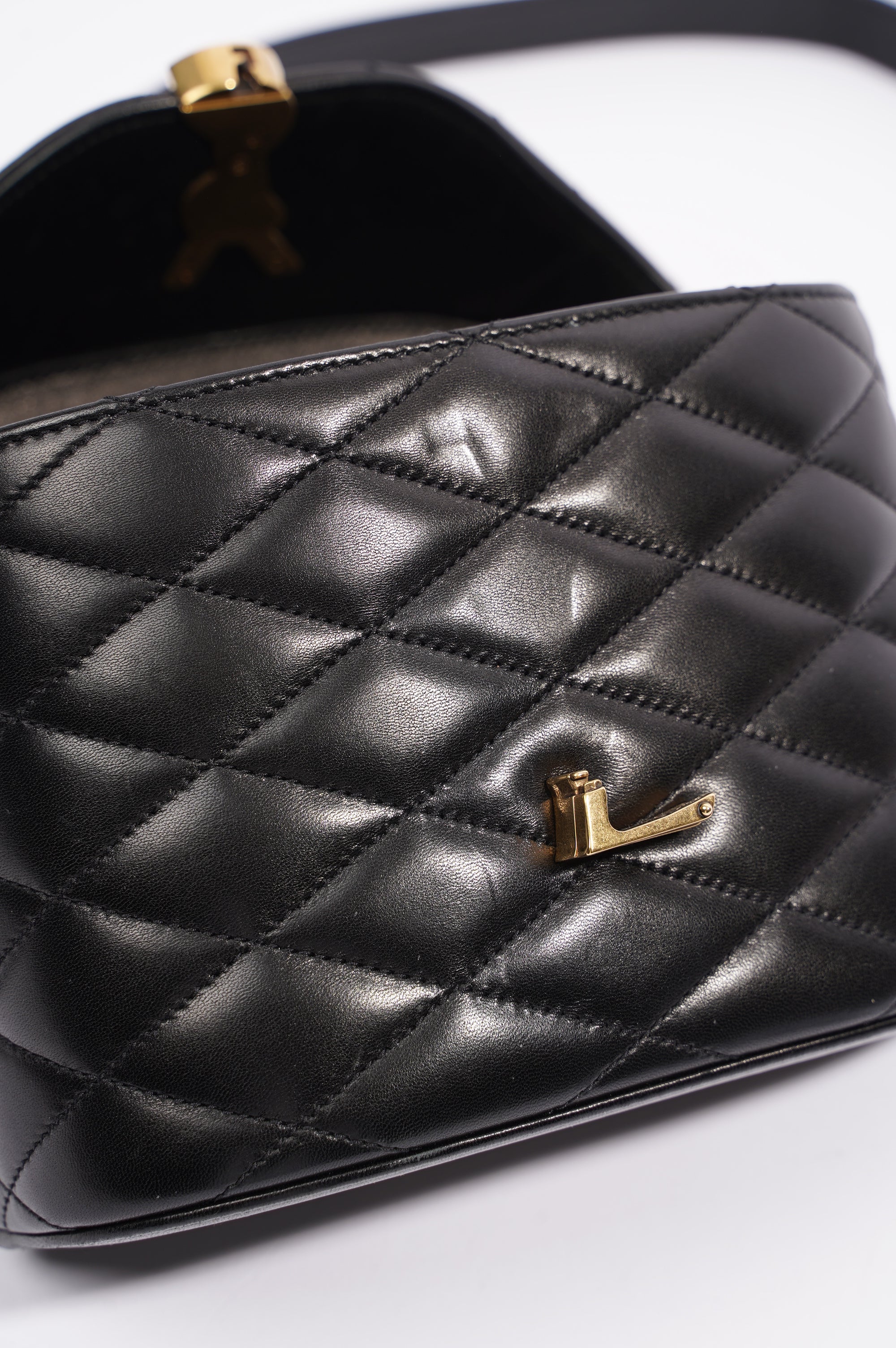 Saint Laurent Womens June Quilted Box Bag Black Leather