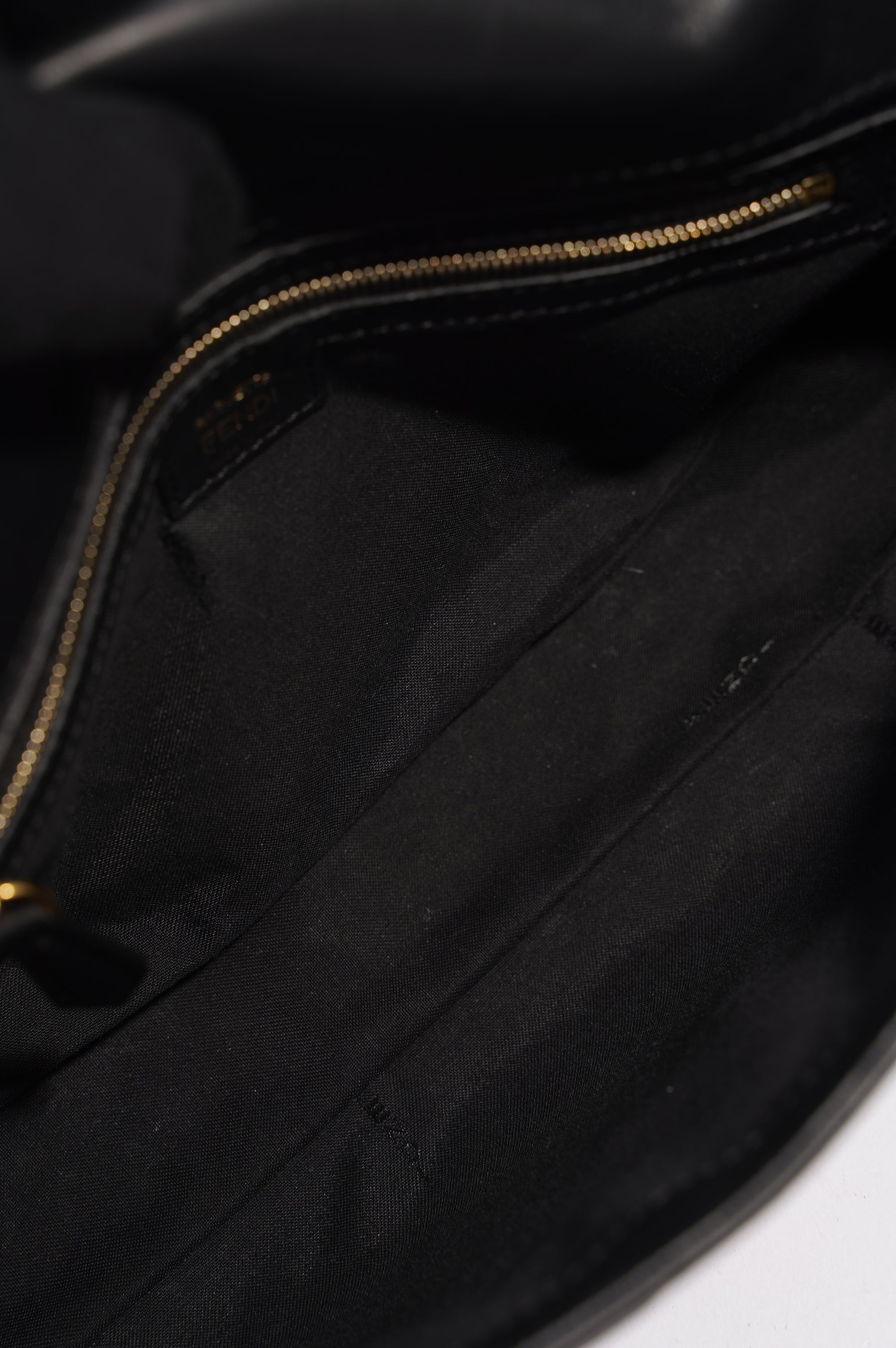 Fendi Womens Embossed F Baguette Black