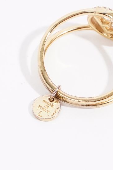 Fendi Womens F Signature Ring Brass 59