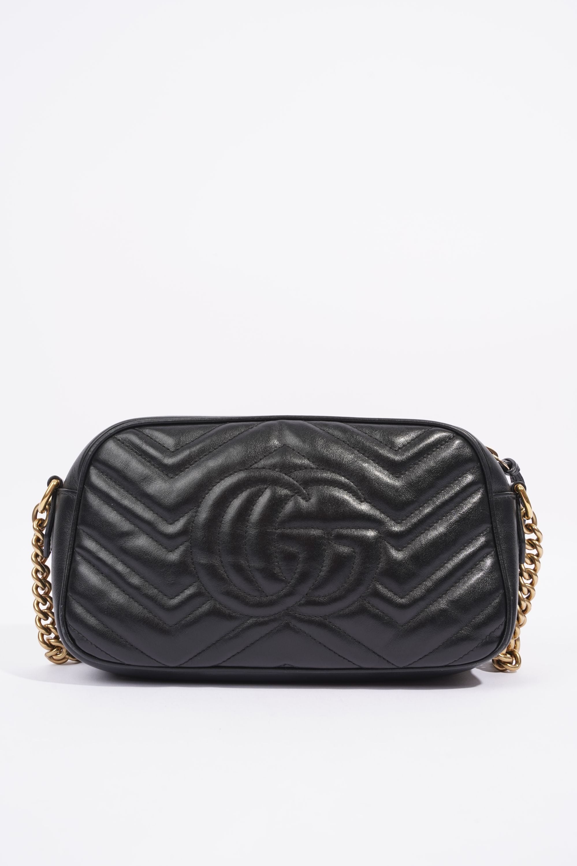 Gucci Womens Marmont GG Bag Black Leather Small