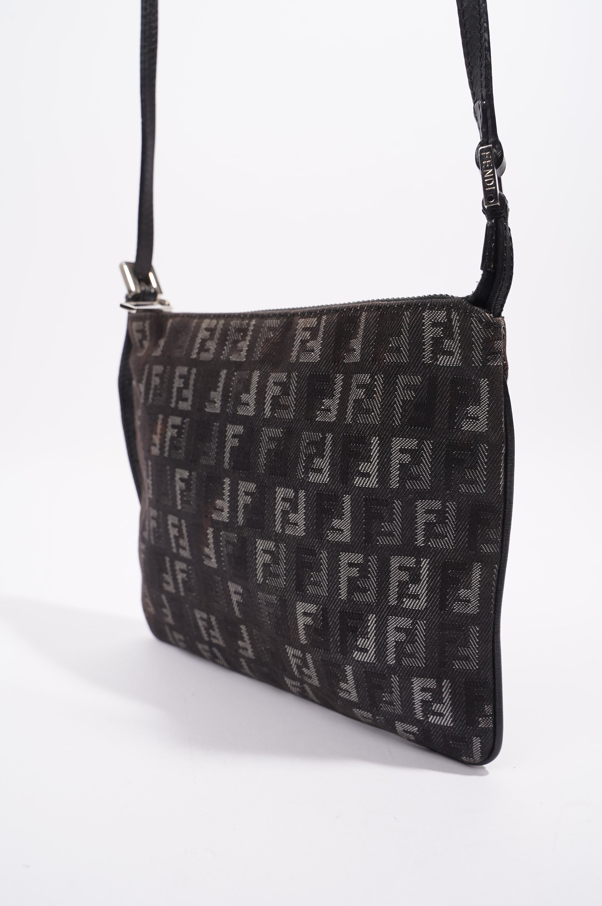 Fendi Womens Zucchino Bag Black Canvas