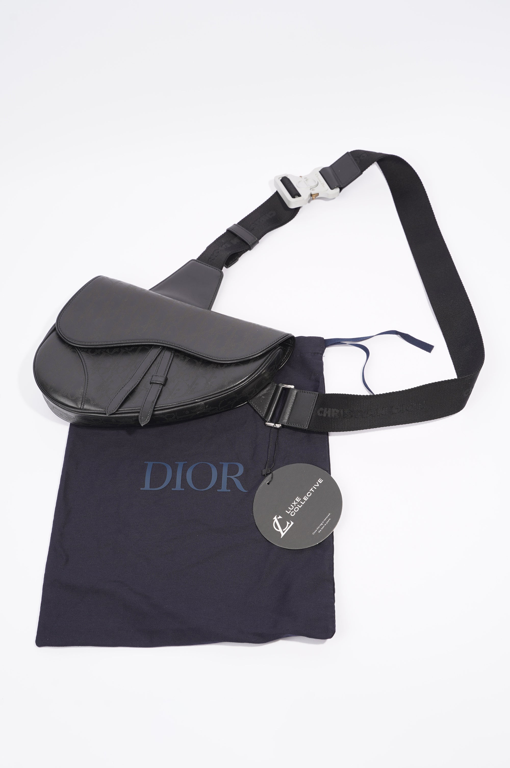 Christian Dior Mens Saddle Bag Black Leather