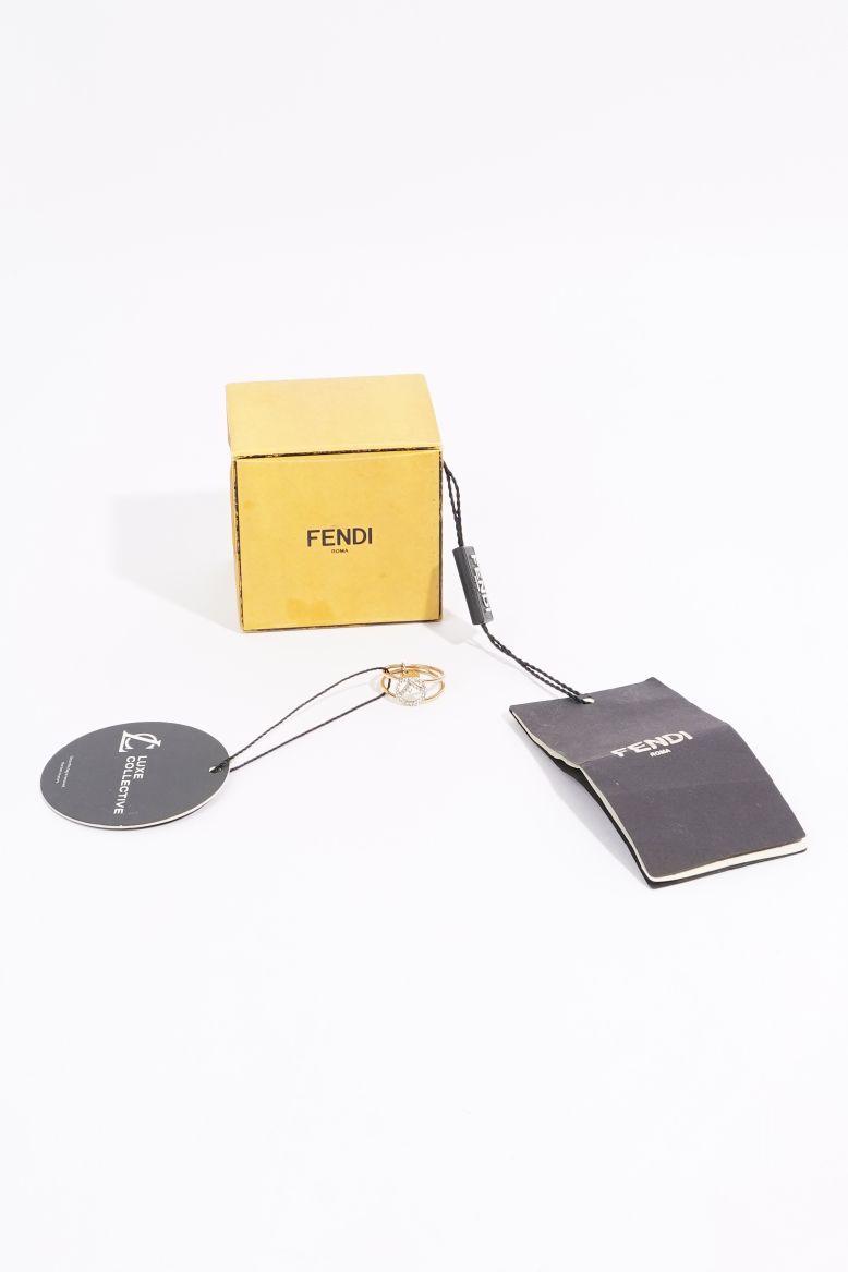 Fendi Womens F Signature Ring Brass 59