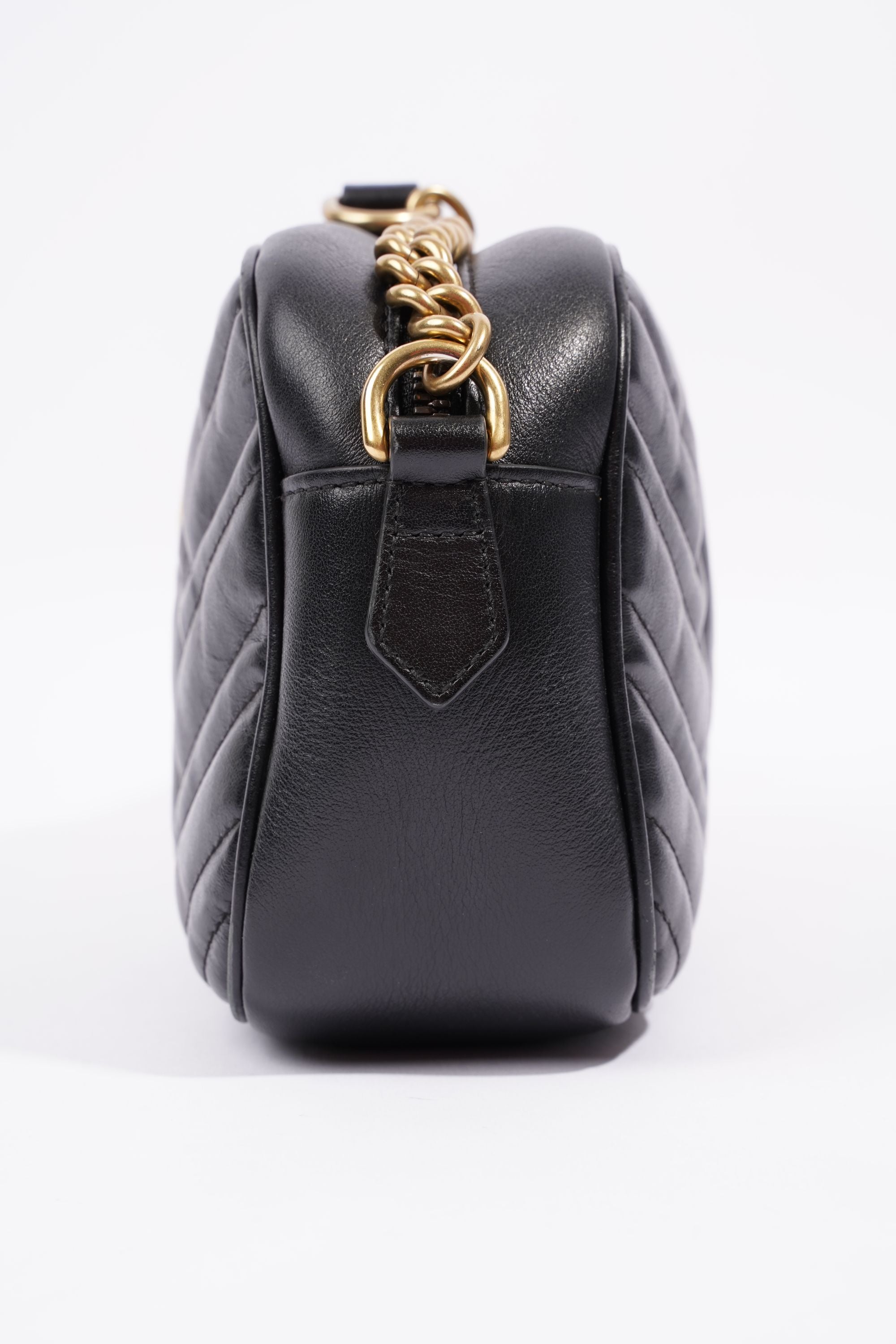 Gucci Womens Marmont GG Bag Black Leather Small