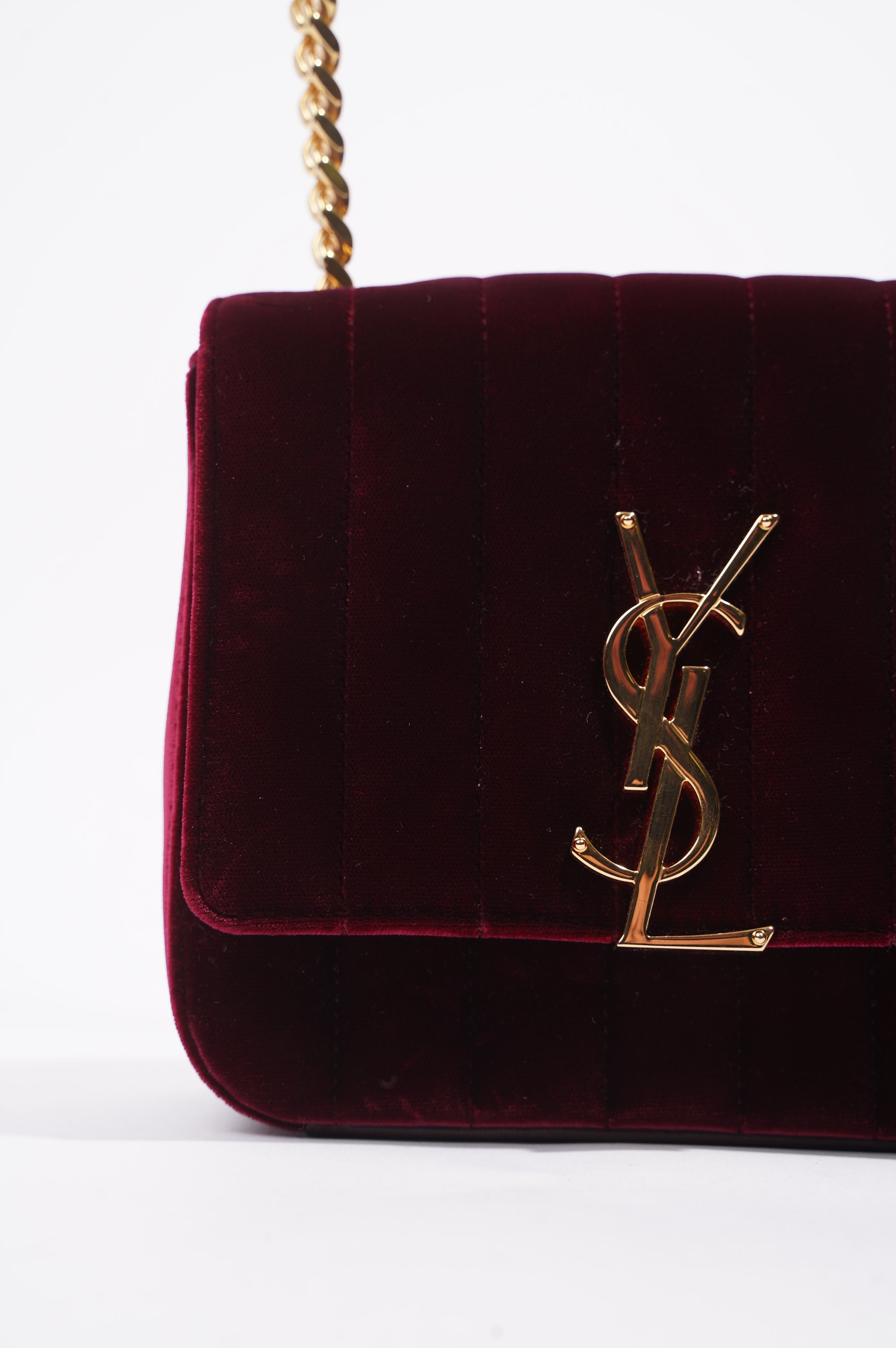 Saint Laurent Womens Vicky Bag Purple Velvet Small