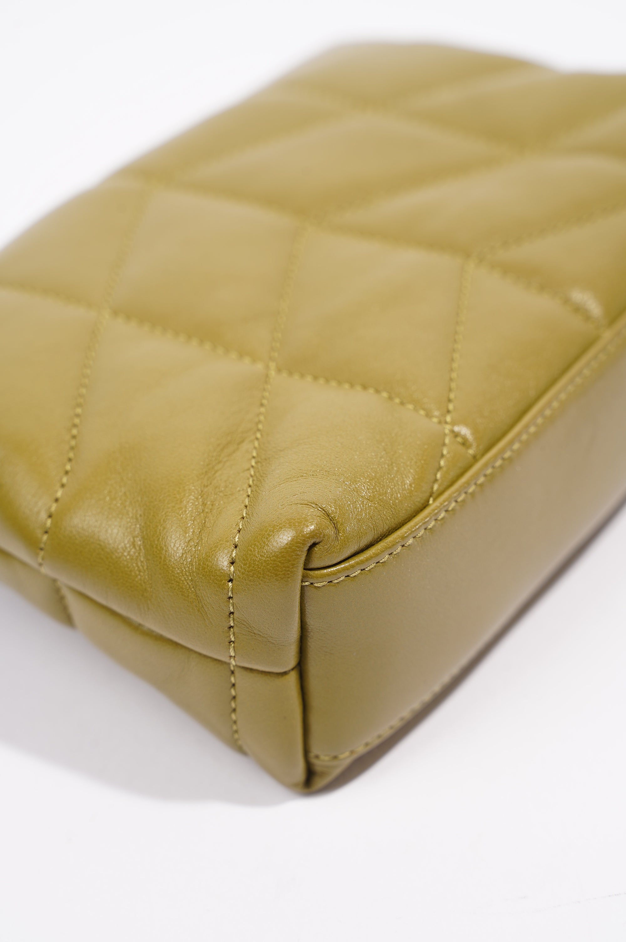 Saint Laurent Womens Puffer Pouch Olive