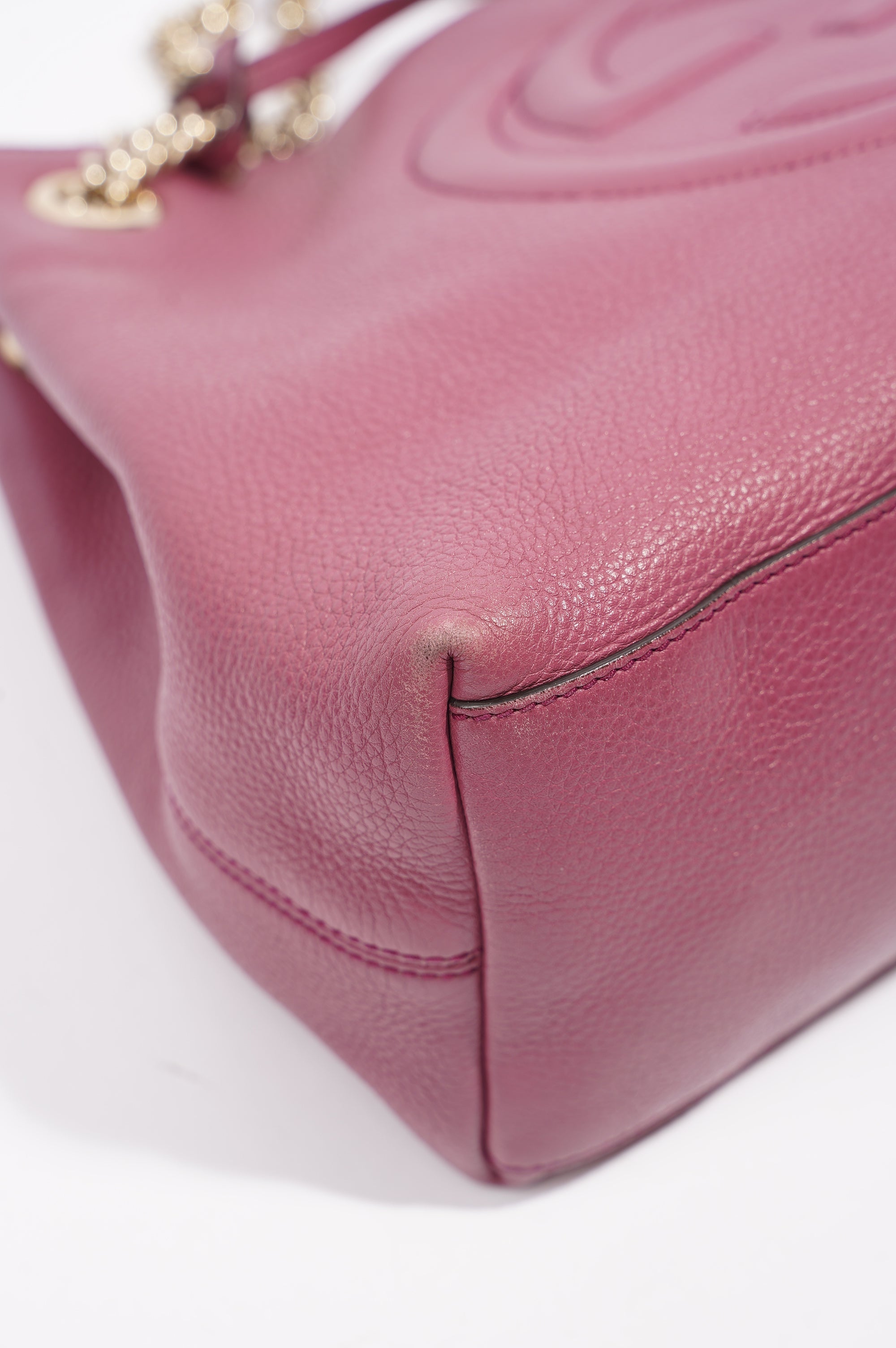 Gucci Womens Soho Shopper Tote Pink Leather