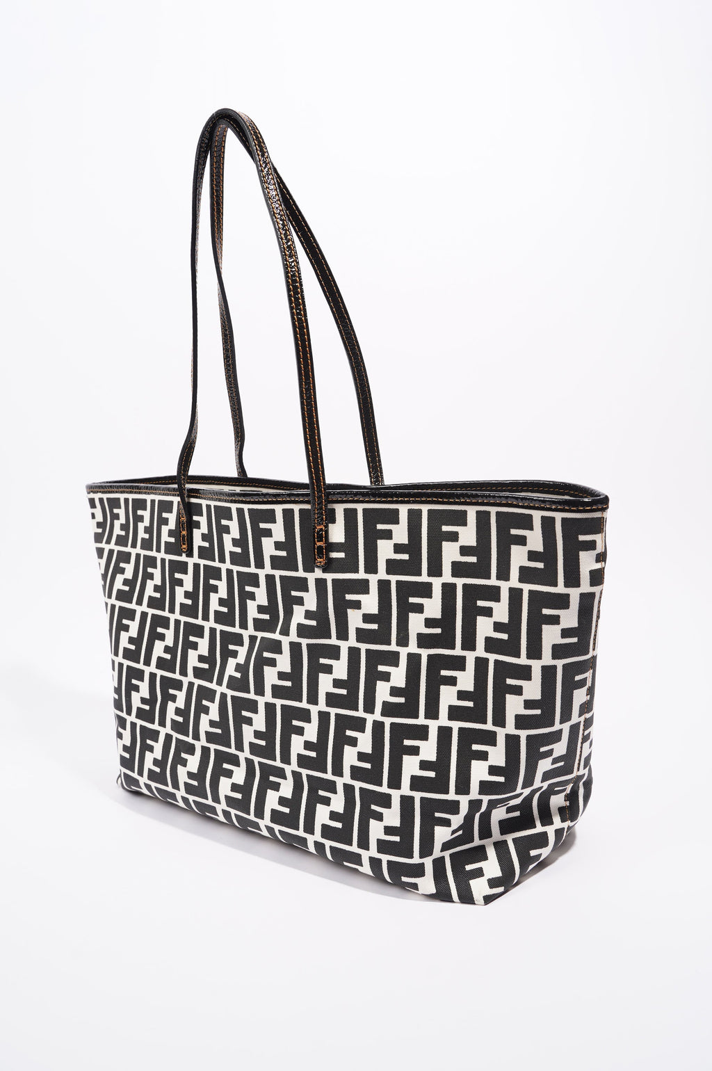 Fendi Womens Zucca Tote Bag Black / White