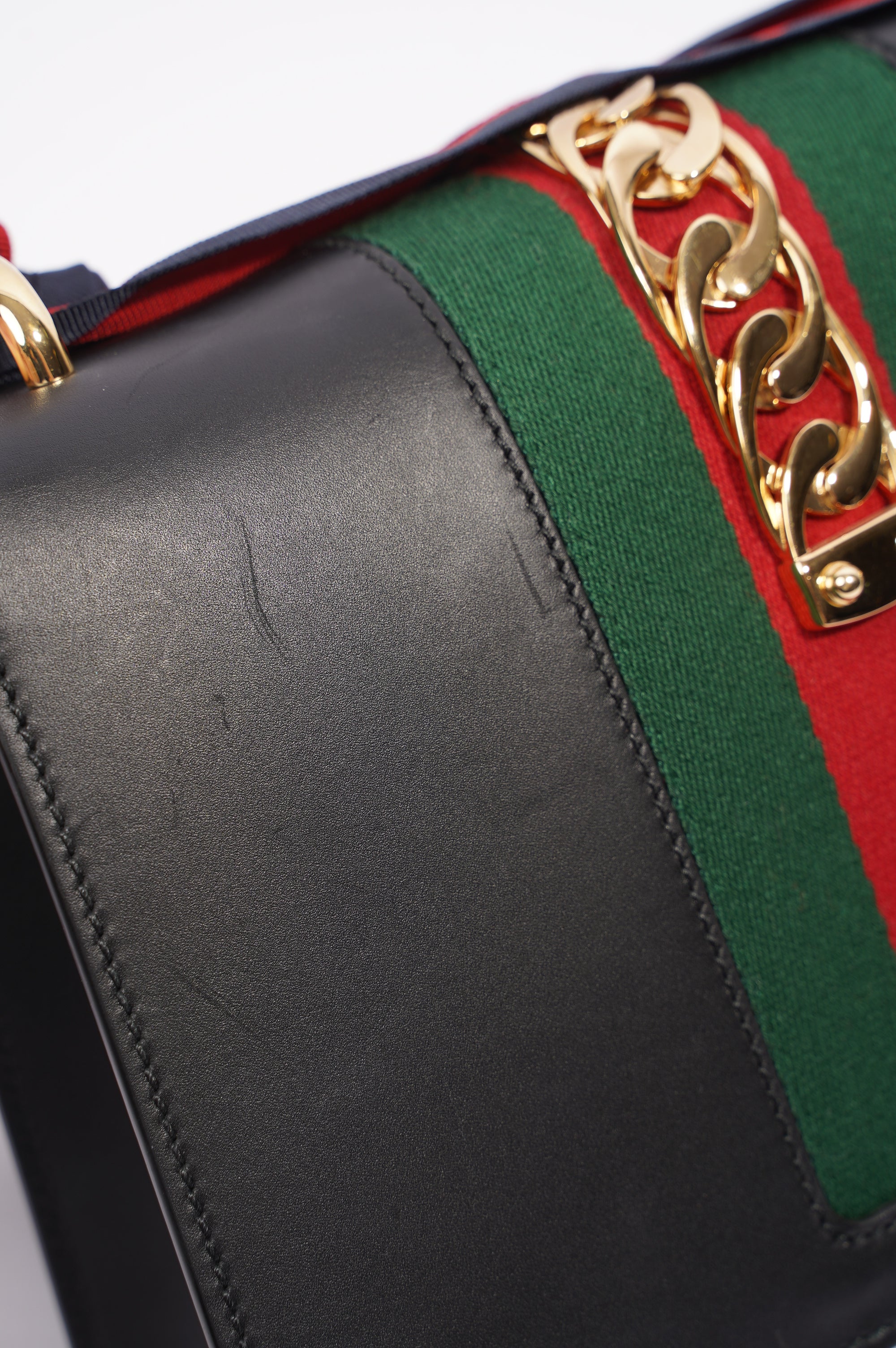 Gucci Womens Sylvie Black / Green / Red Medium
