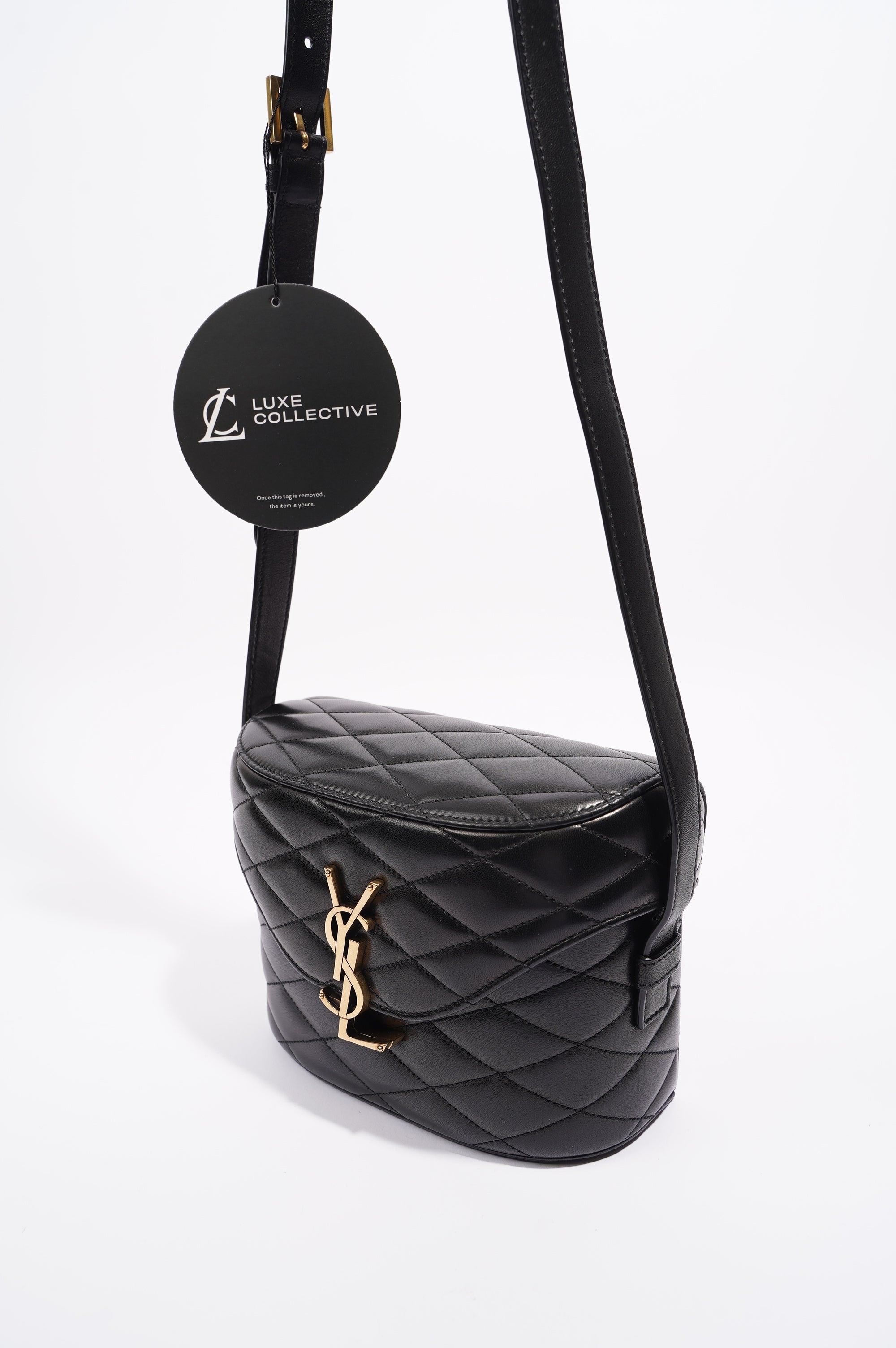 Saint Laurent Womens June Quilted Box Bag Black Leather