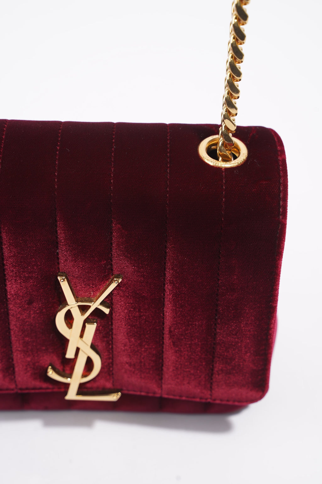 Saint Laurent Womens Vicky Bag Purple Velvet Small