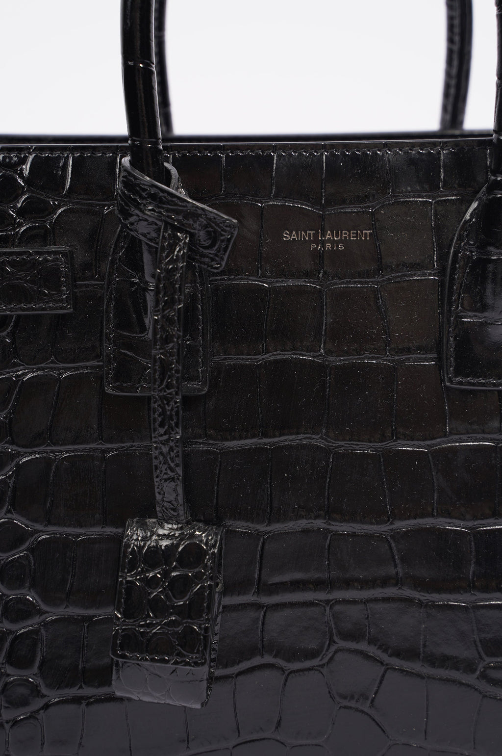 Saint Laurent Womens Sac De Jour Black Croc Baby