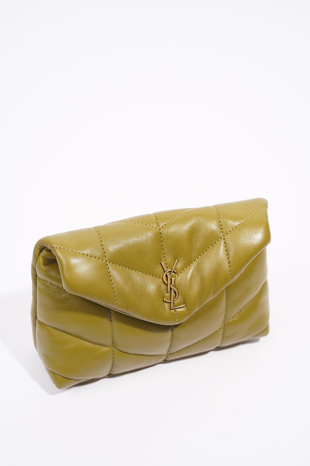 Saint Laurent Womens Puffer Pouch Olive