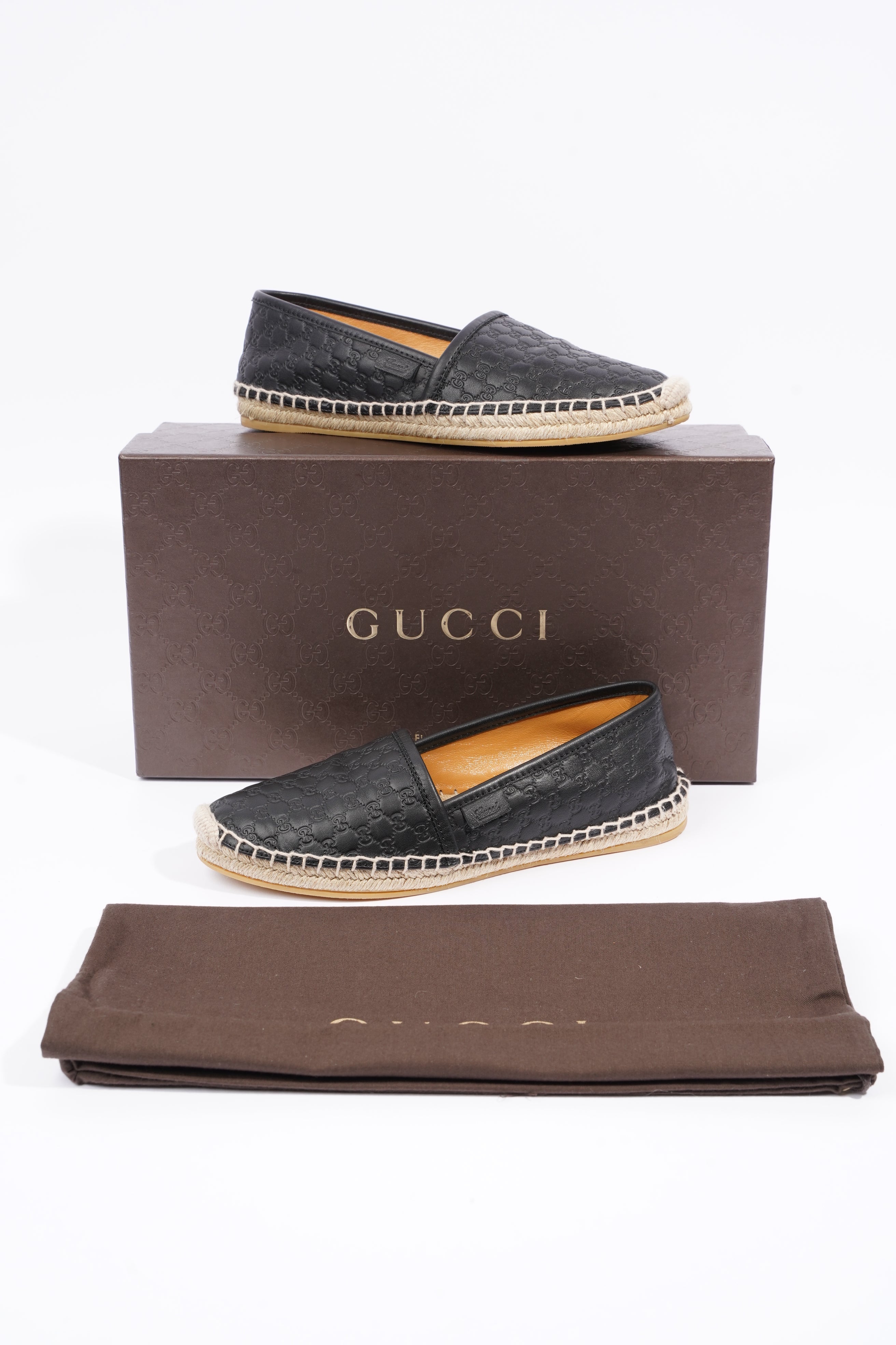 Gucci Womens Espadrilles Black Guccissima EU 34.5 / UK 1.5