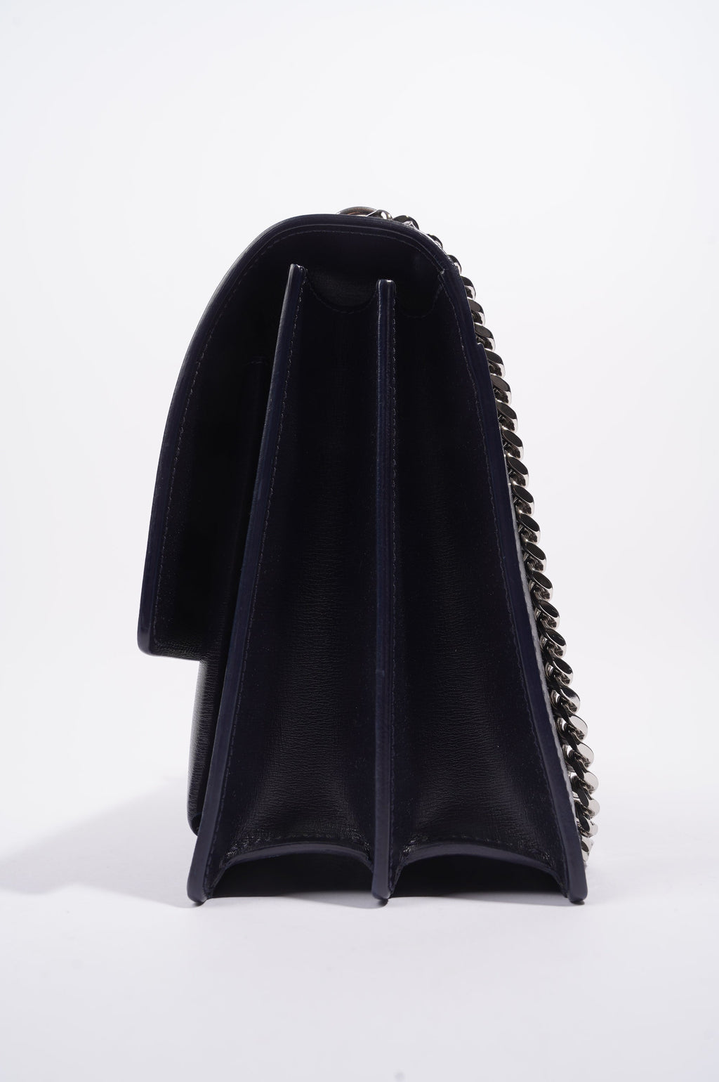 Saint Laurent Womens Sunset Chain Bag Navy / Silver Large
