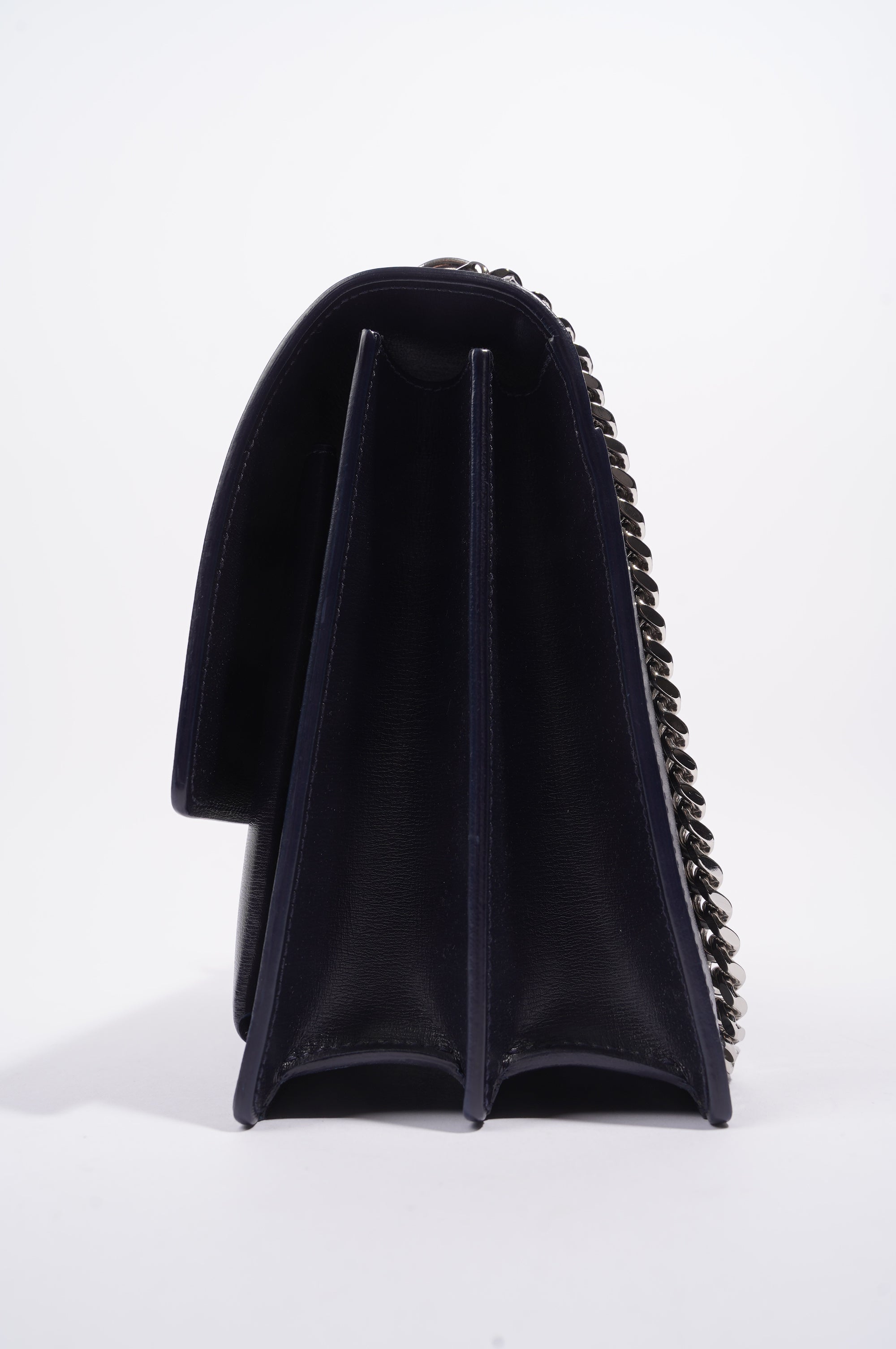 Saint Laurent Womens Sunset Chain Bag Navy / Silver Large