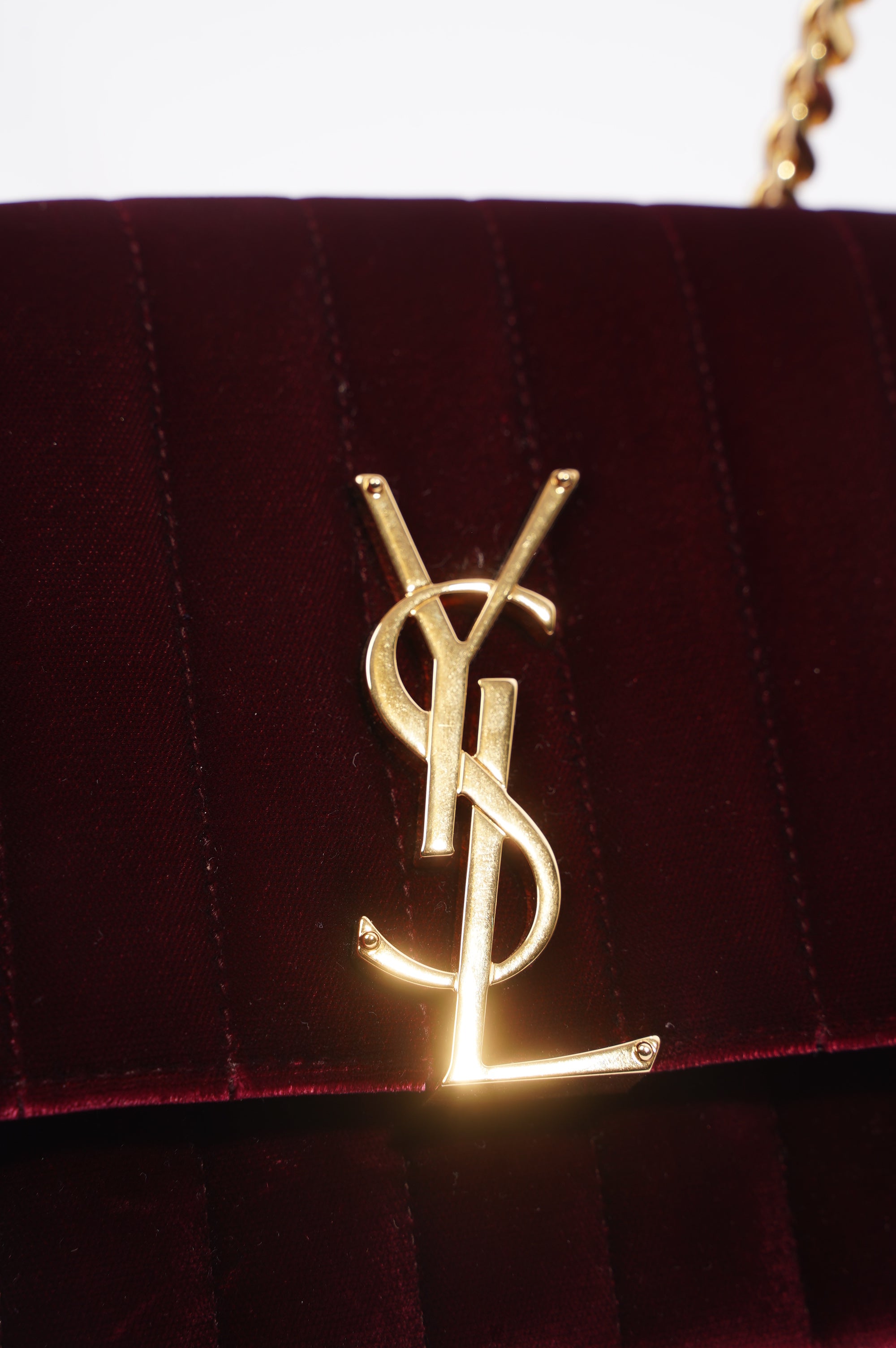 Saint Laurent Womens Vicky Bag Purple Velvet Small