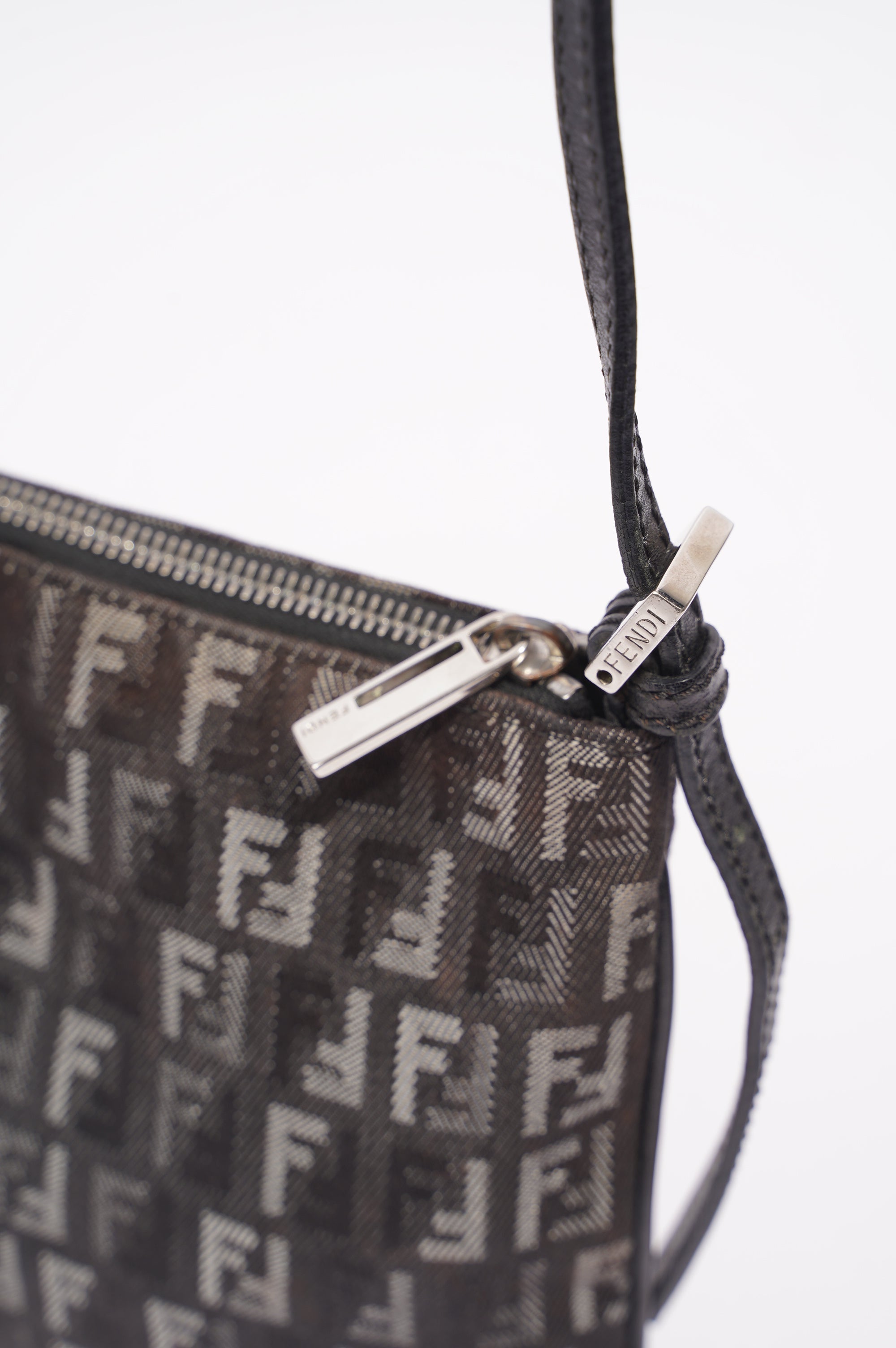 Fendi Womens Zucchino Bag Black Canvas