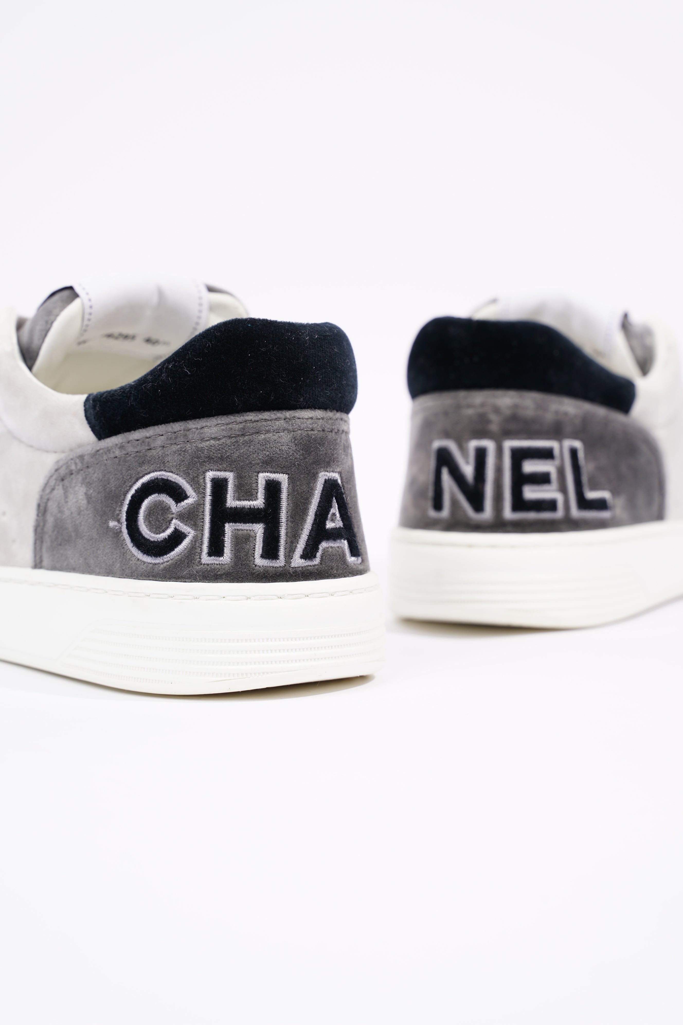 Chanel Womens Low Top Sneakers Grey / Navy / Cream EU 40.5 / UK 7.5