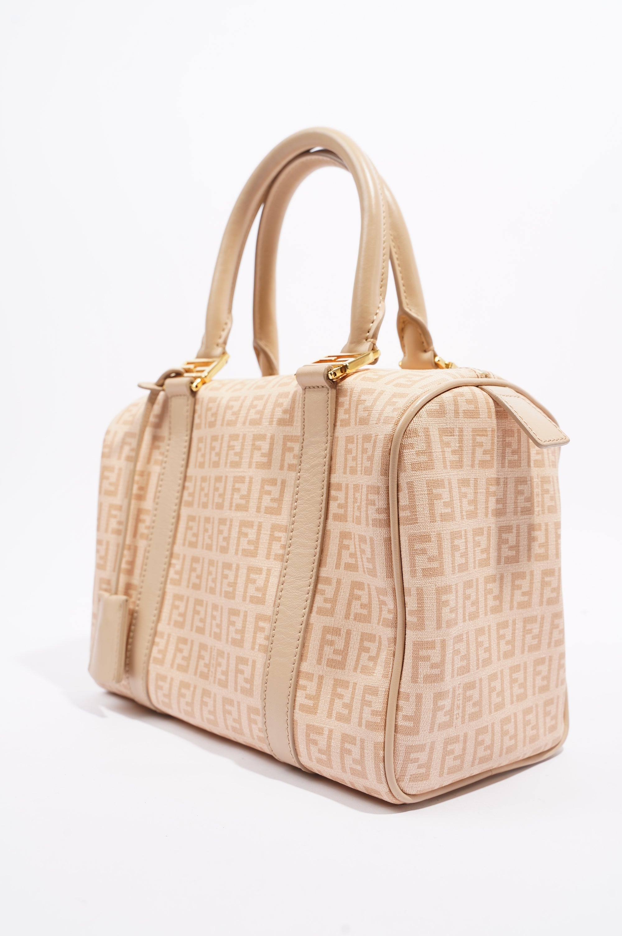 Fendi Womens Forever Bauletto Boston Bag Beige