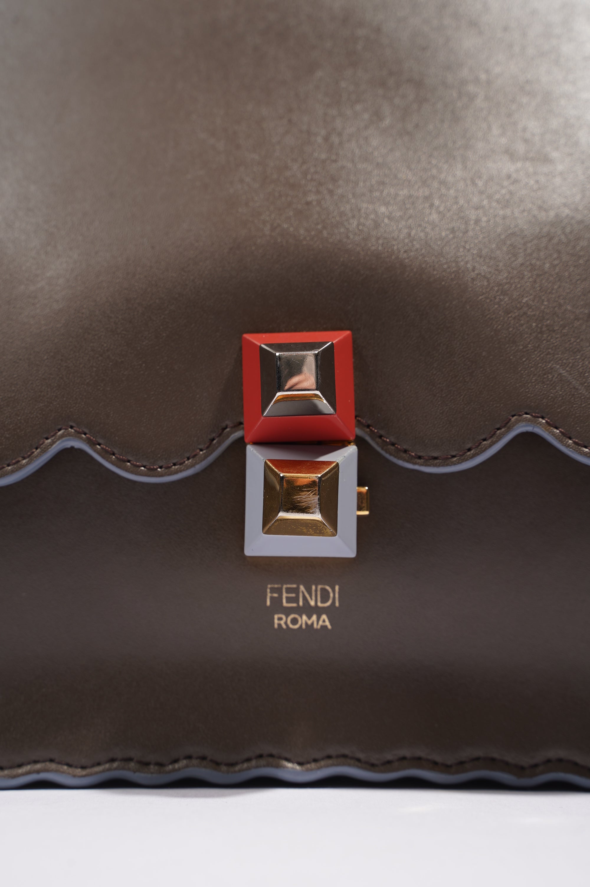 Fendi Fendi Kan Bag Grey Leather Medium