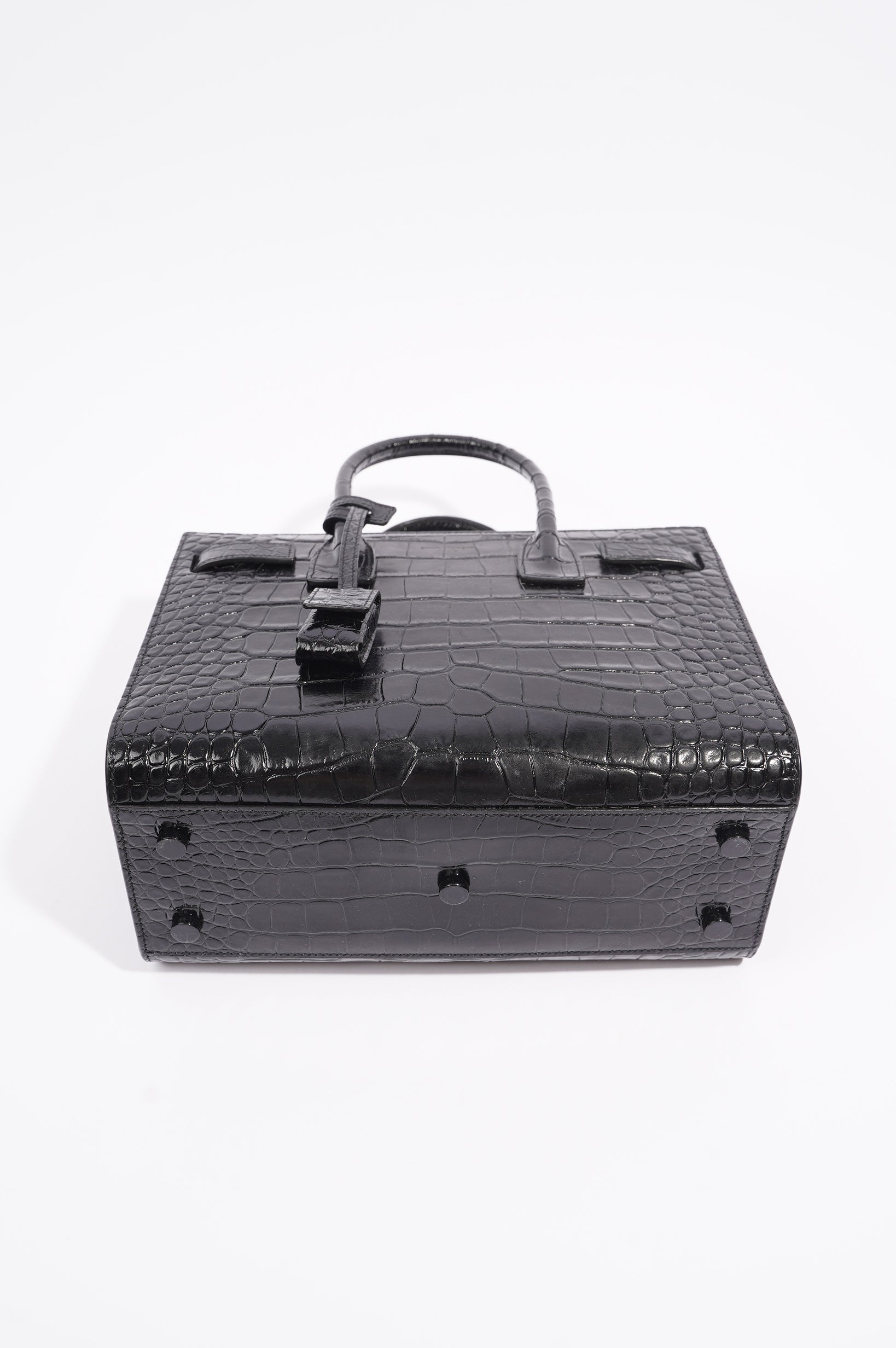Saint Laurent Womens Sac De Jour Black Croc Baby