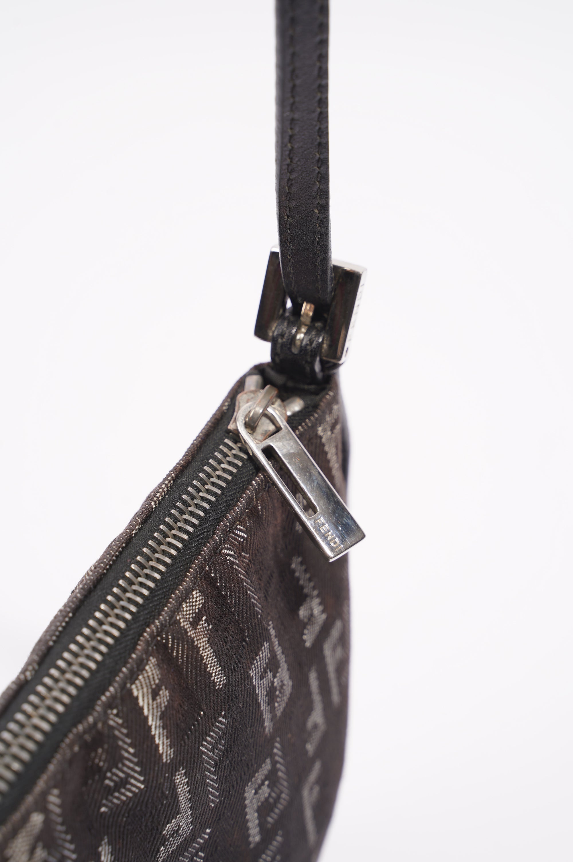 Fendi Womens Zucchino Bag Black Canvas