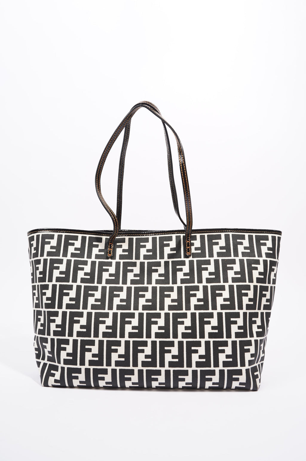 Fendi Womens Zucca Tote Bag Black / White